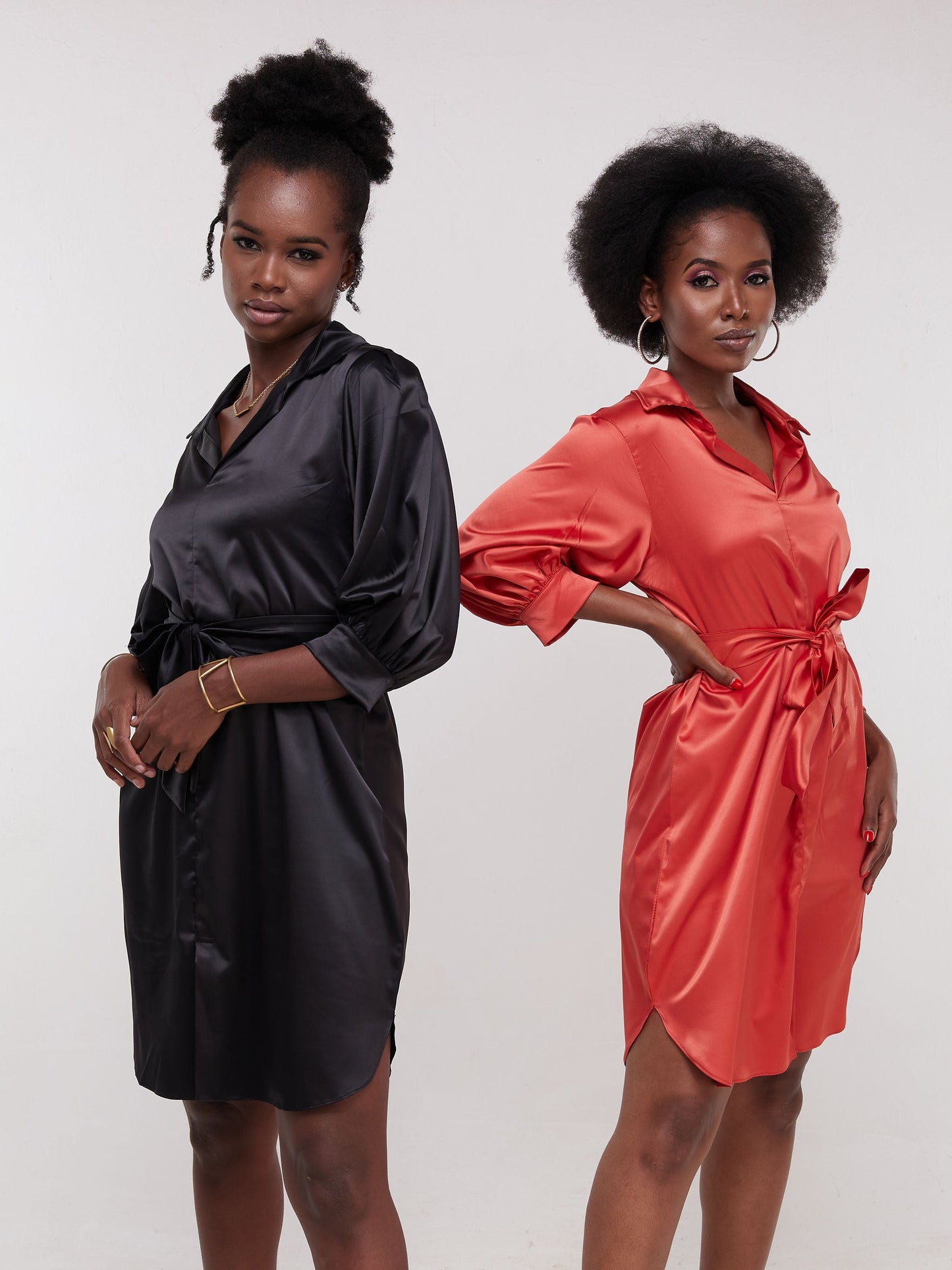 Vivo Thando 3/4 Bishop Sleeve Shirt Dress - Black