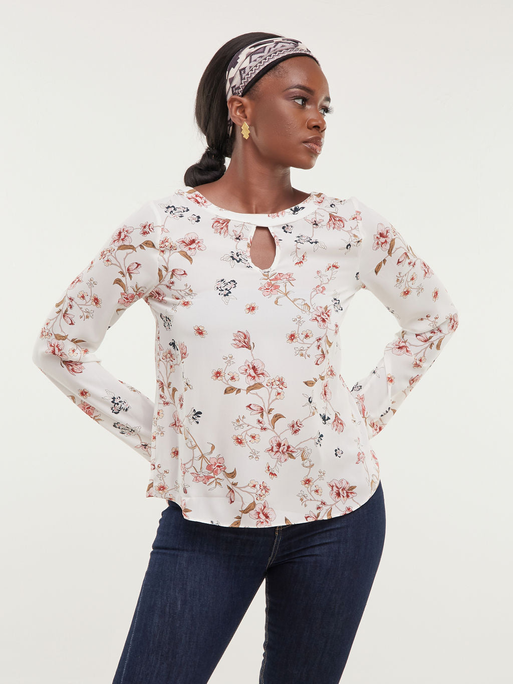 Vivo Sierra Chiffon Top - Red Floral Print