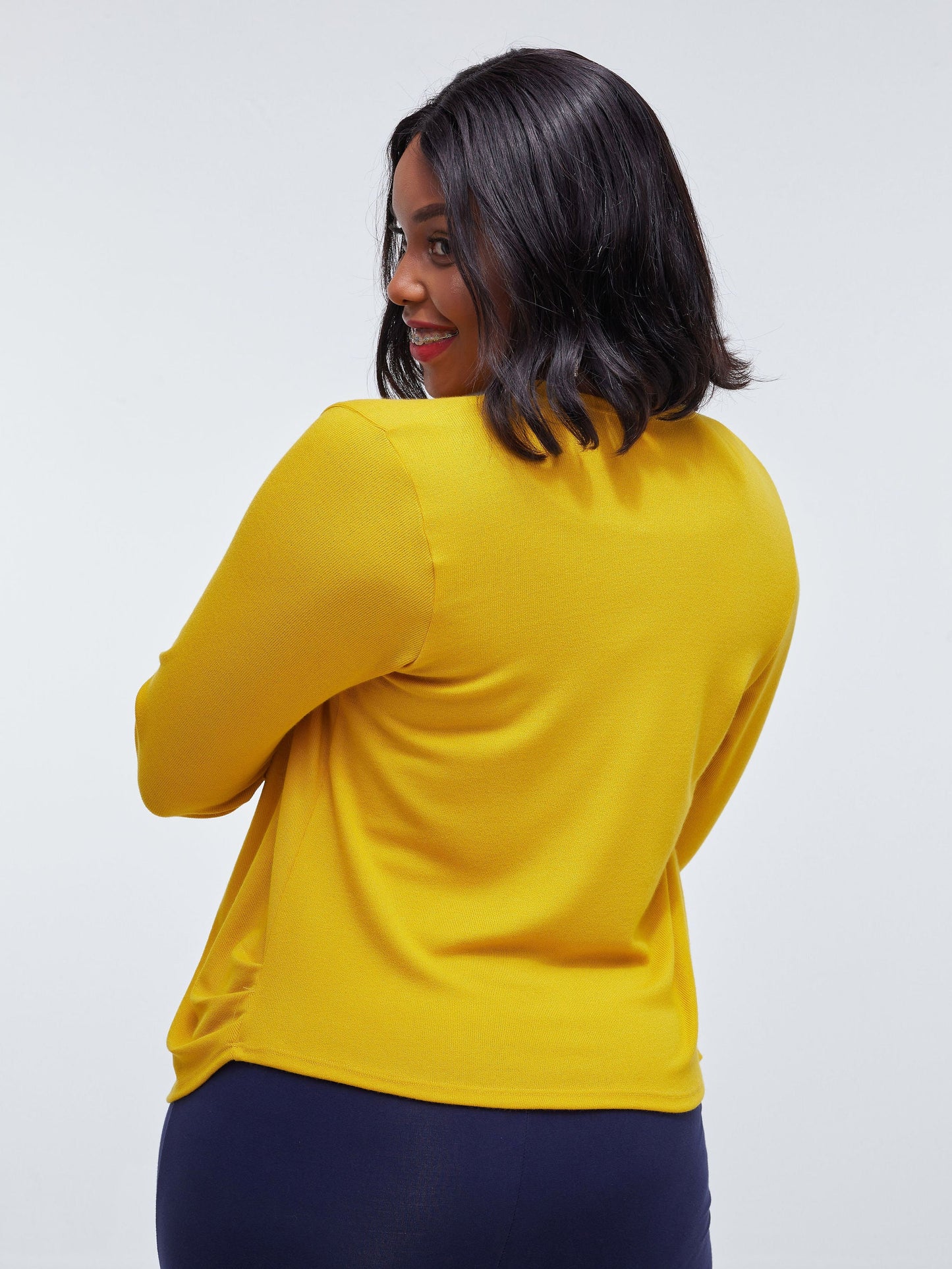 Vivo Short Side Pleat Sweater - Mustard