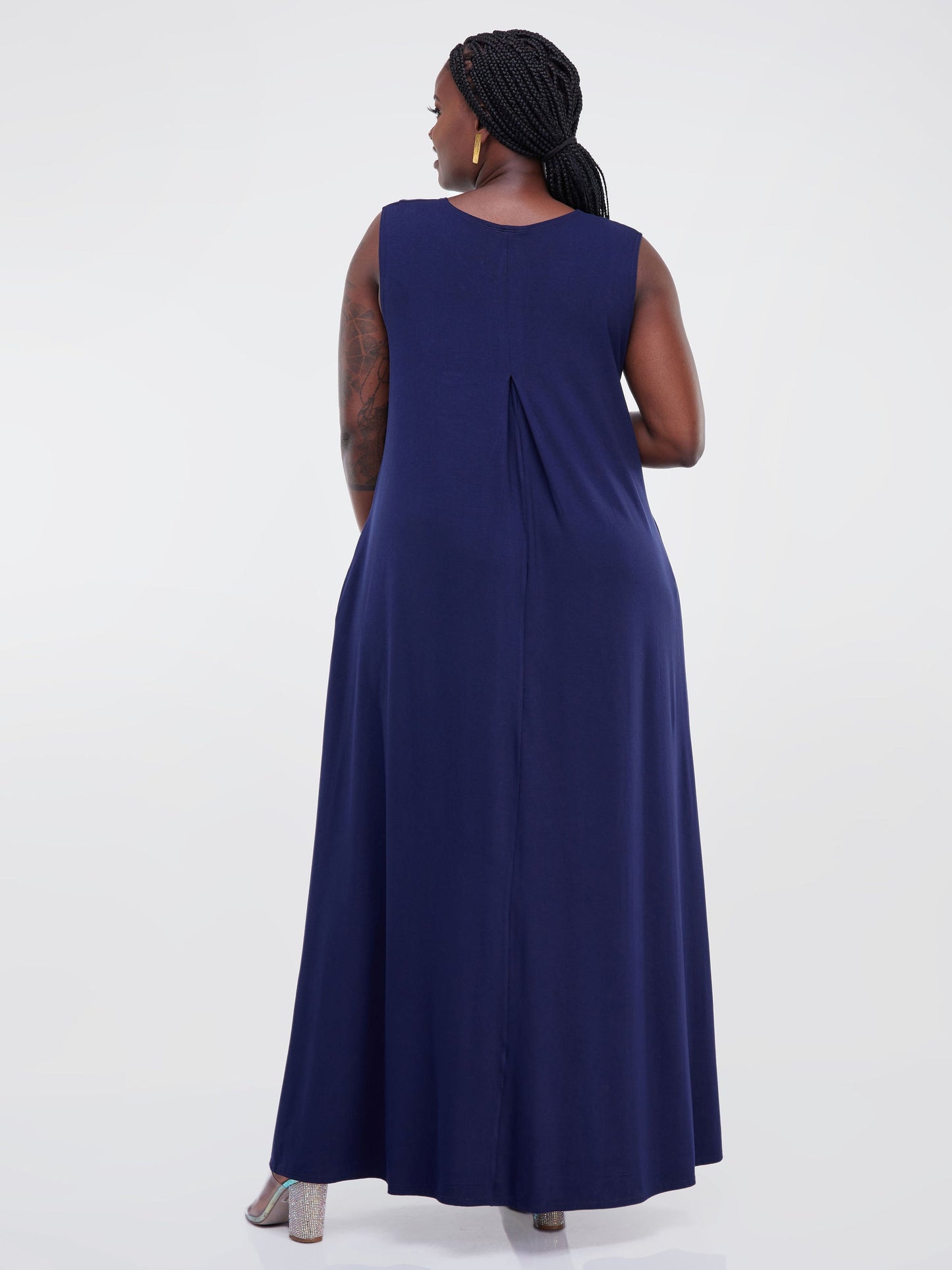 Vivo Basic Julia Back Pleat Maxi Dress - Navy Blue