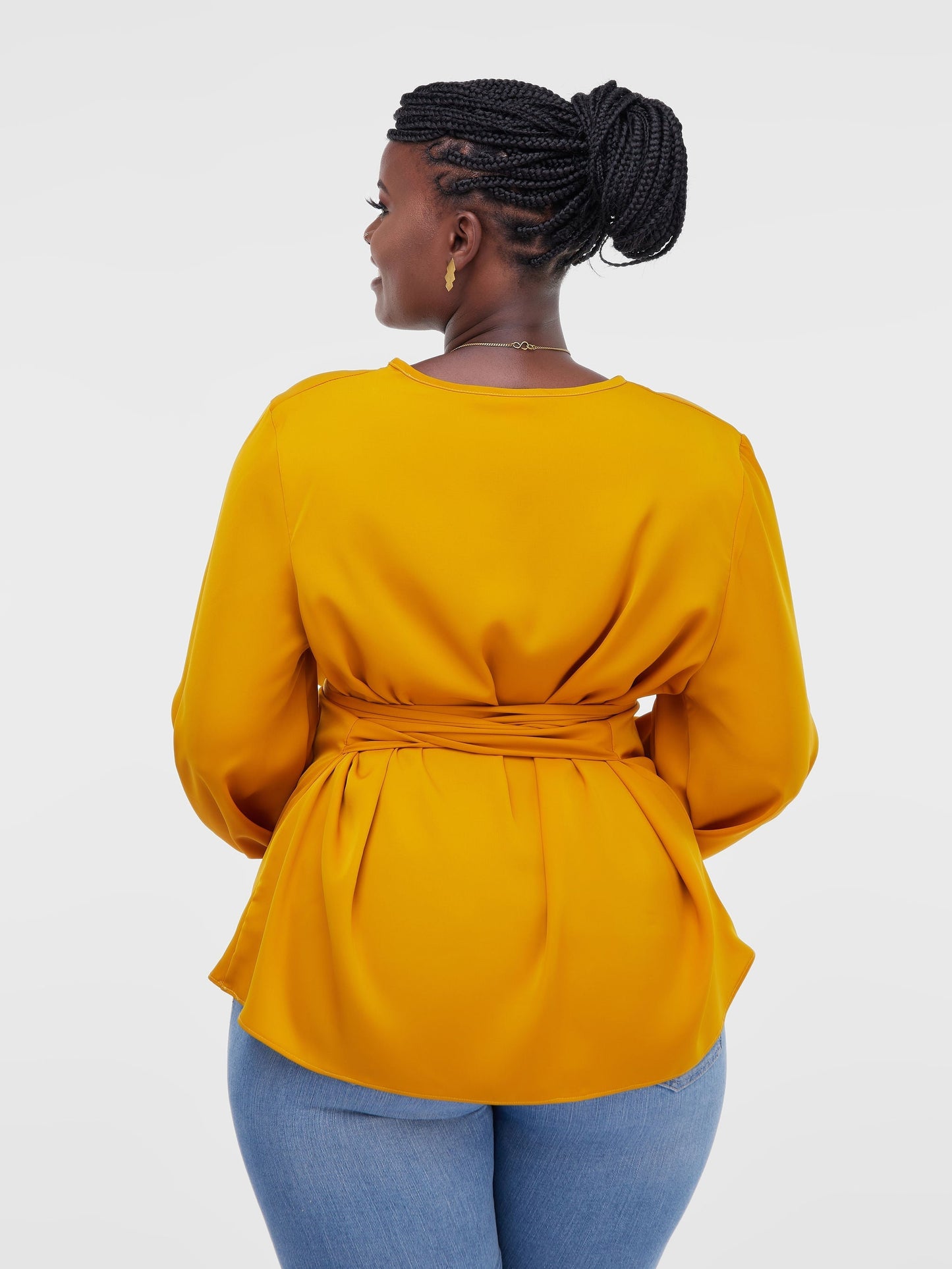 Vivo Basic Crepe Tie Top - Mustard