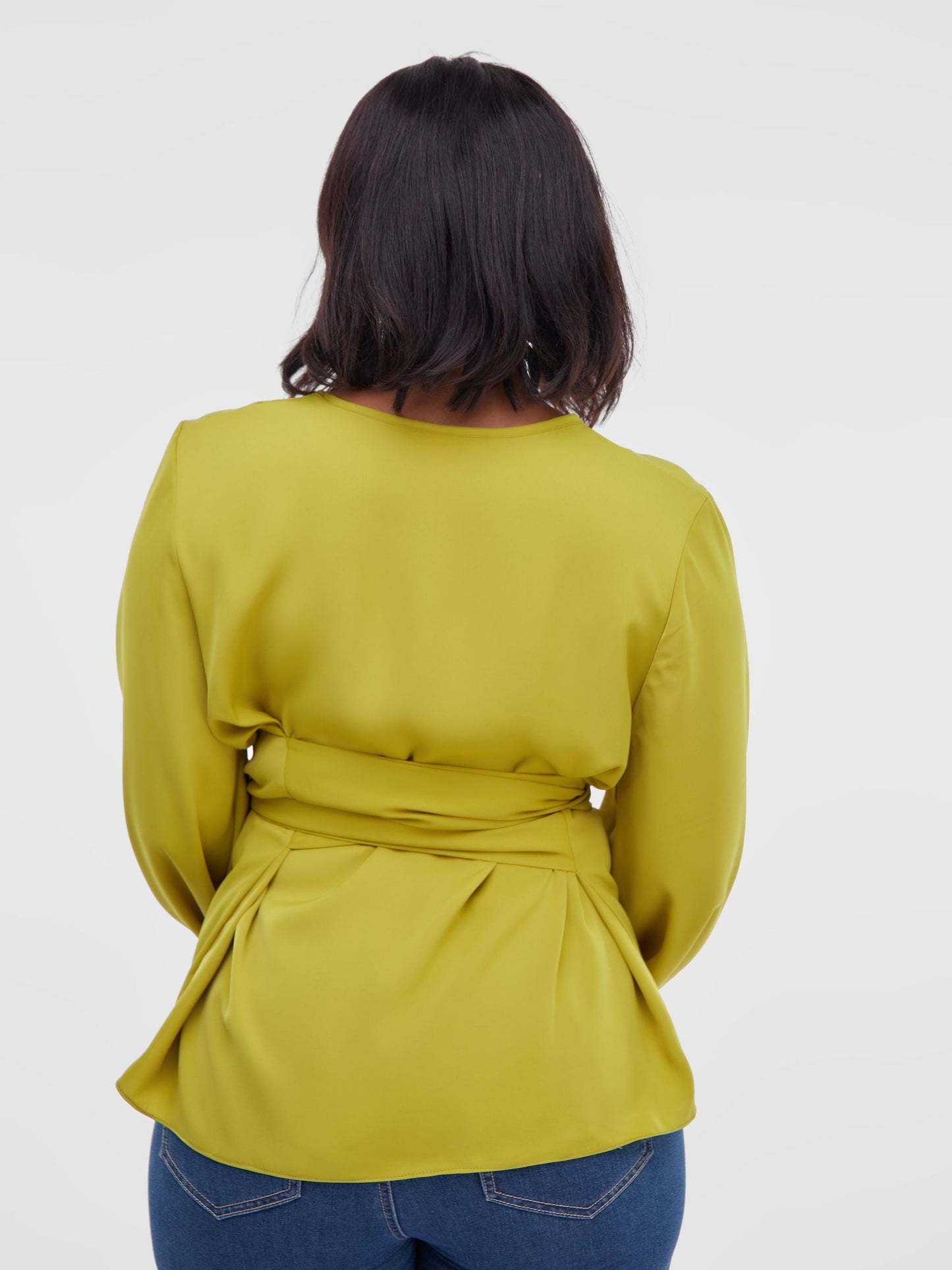 Vivo Basic Crepe Tie Top - Olive Green
