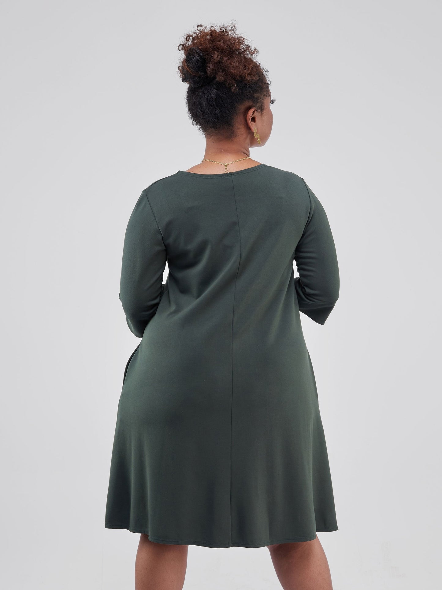 Vivo Zawadi Keyhole Dress - Dark Green