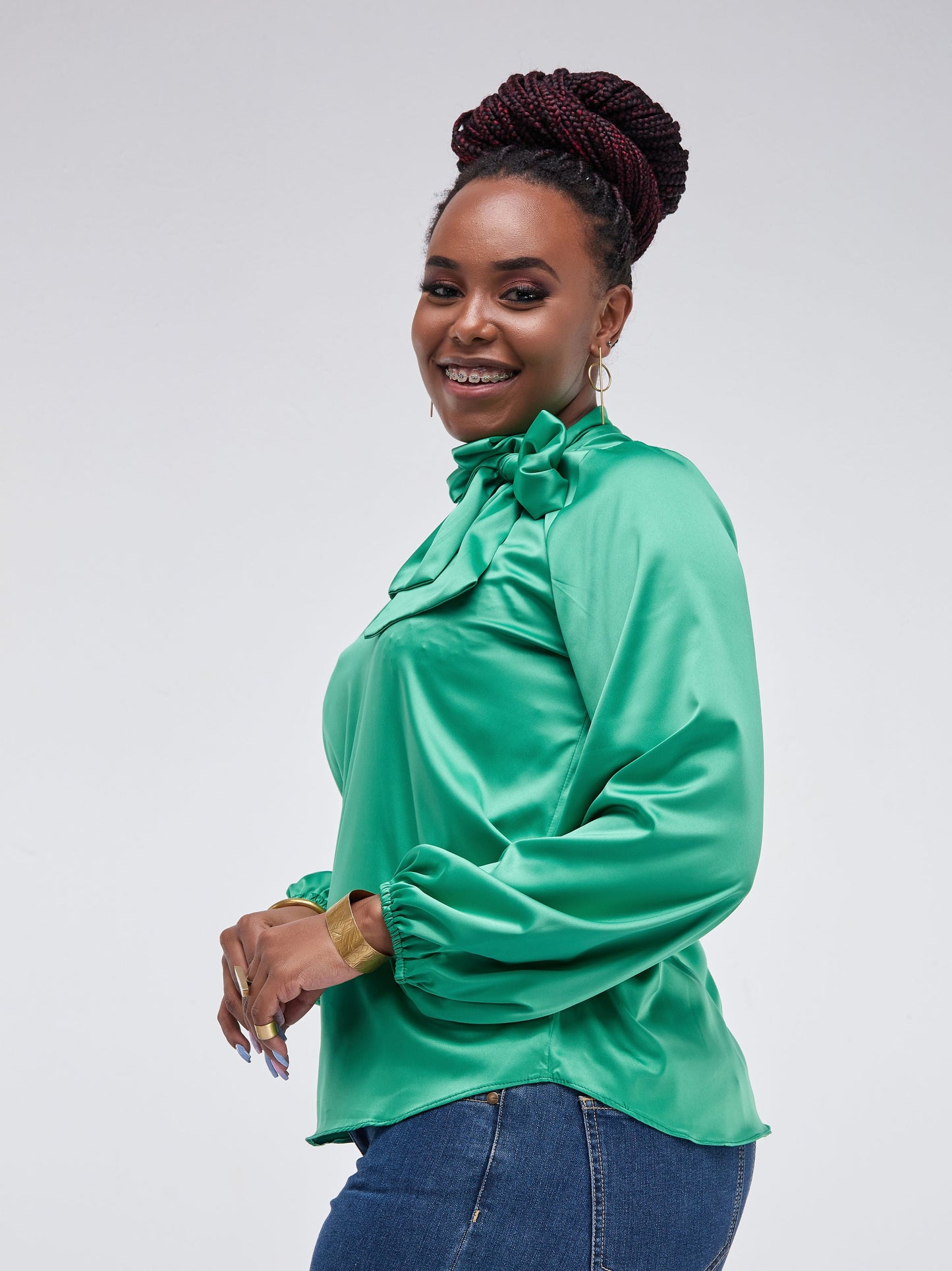 Vivo Bissa Bishop Long Sleeved Top - Green