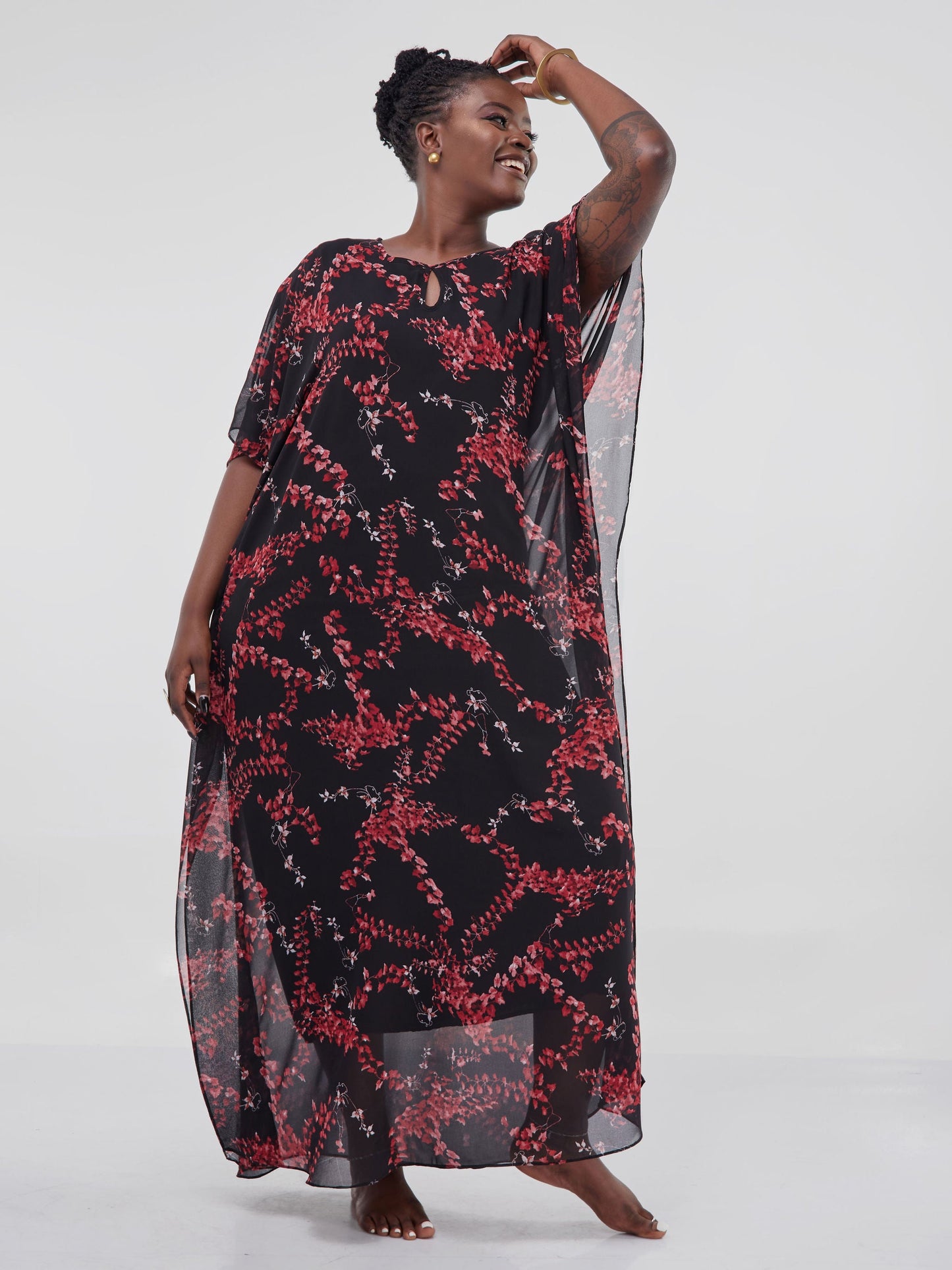 Vivo Sierra Maxi Kaftan - Red Leaf Print