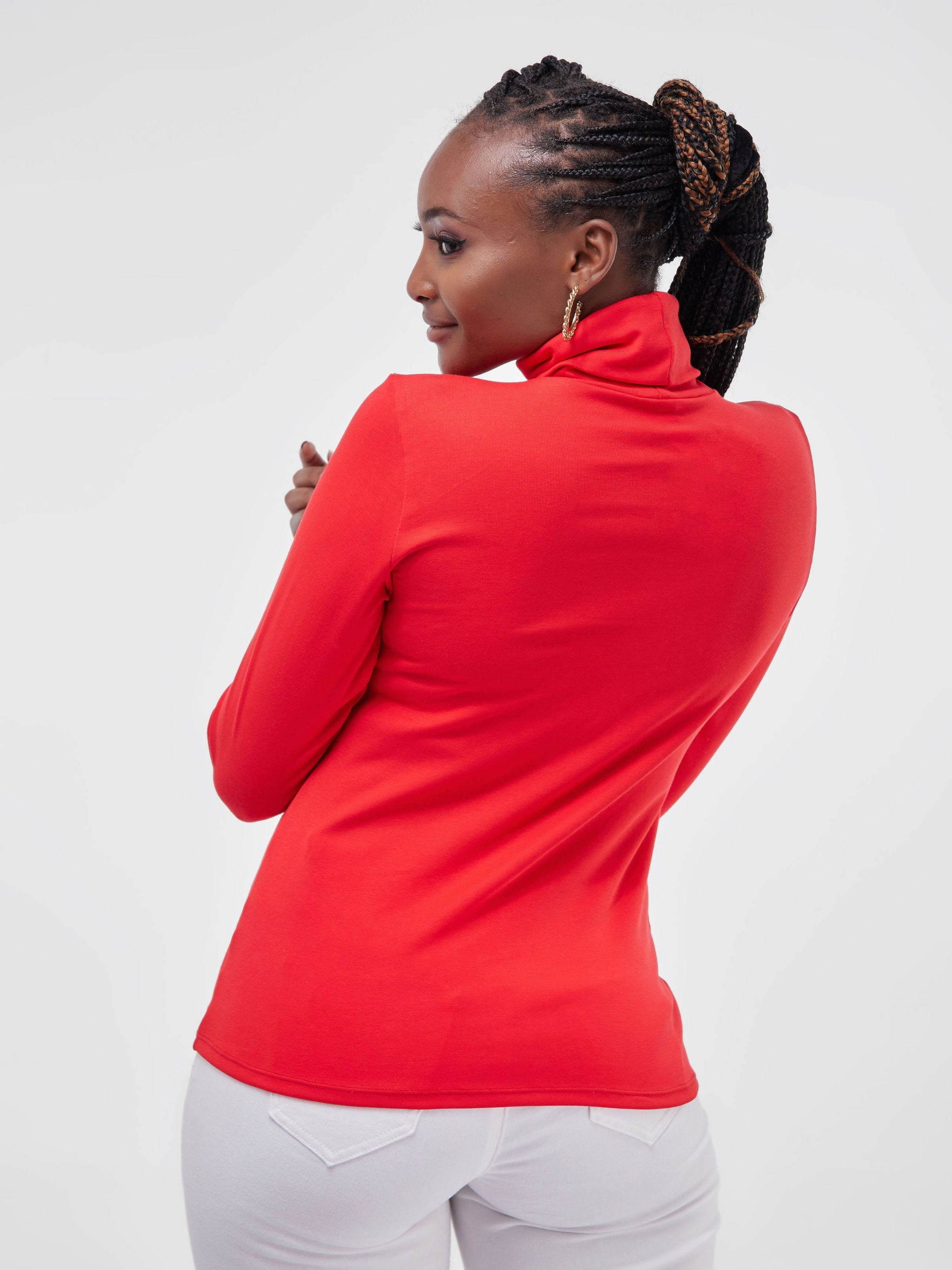 Vivo Basic Turtle Neck Top - Red