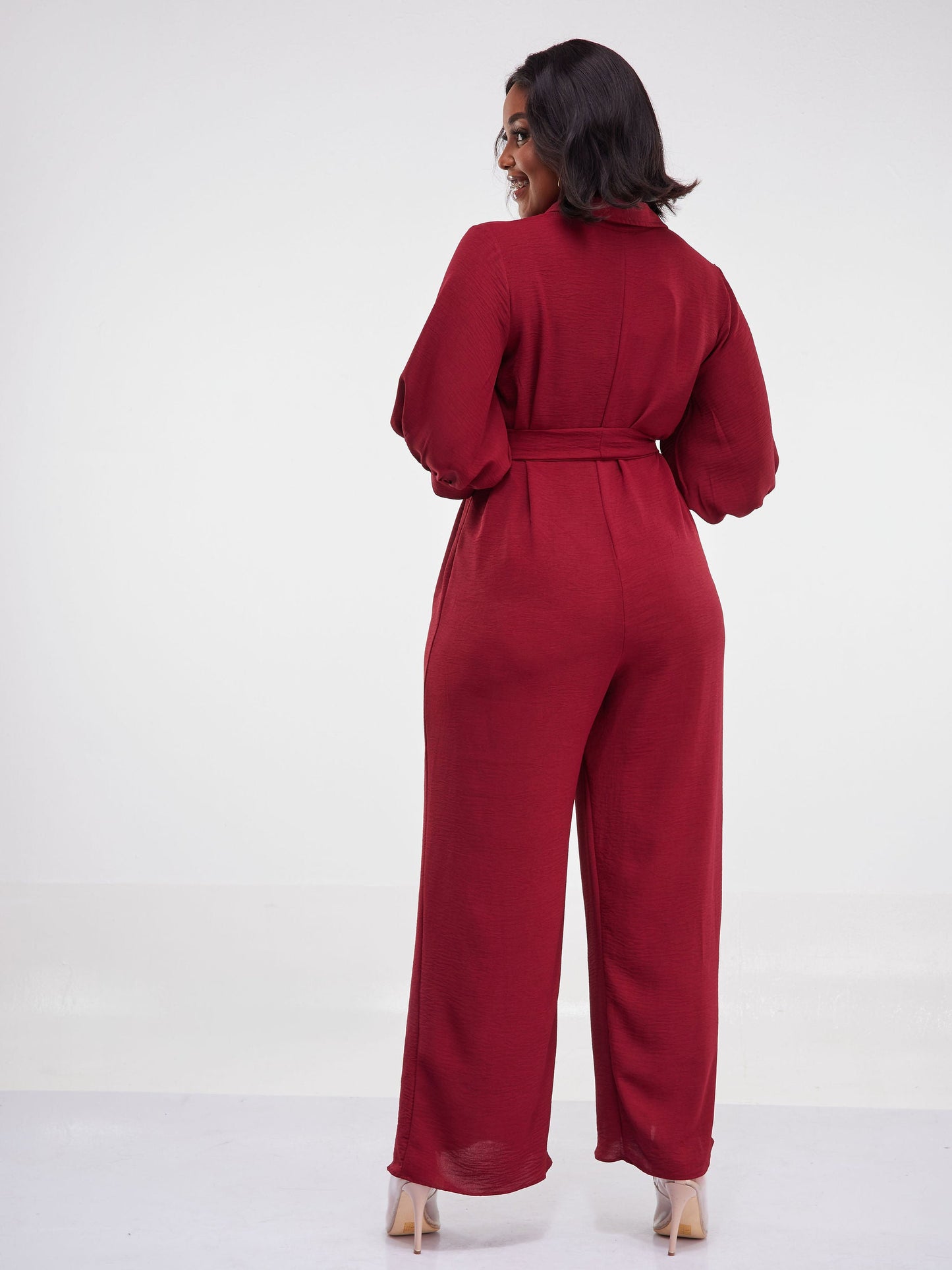 Vivo Tunu Long Sleeve Collar Jumpsuit - Maroon