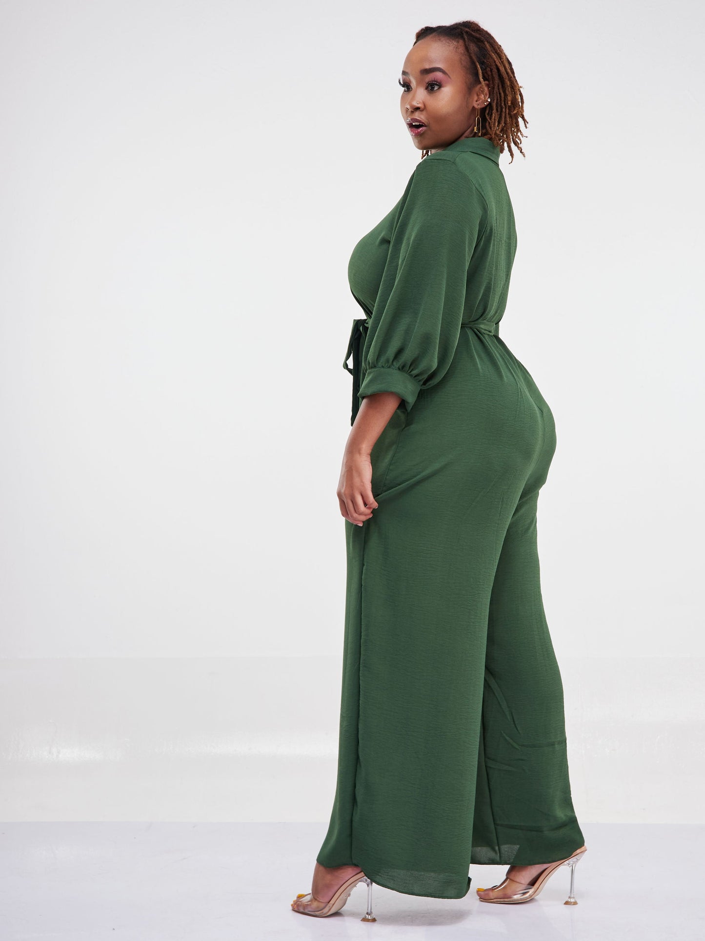 Vivo Tunu Long Sleeve Collar Jumpsuit - Green