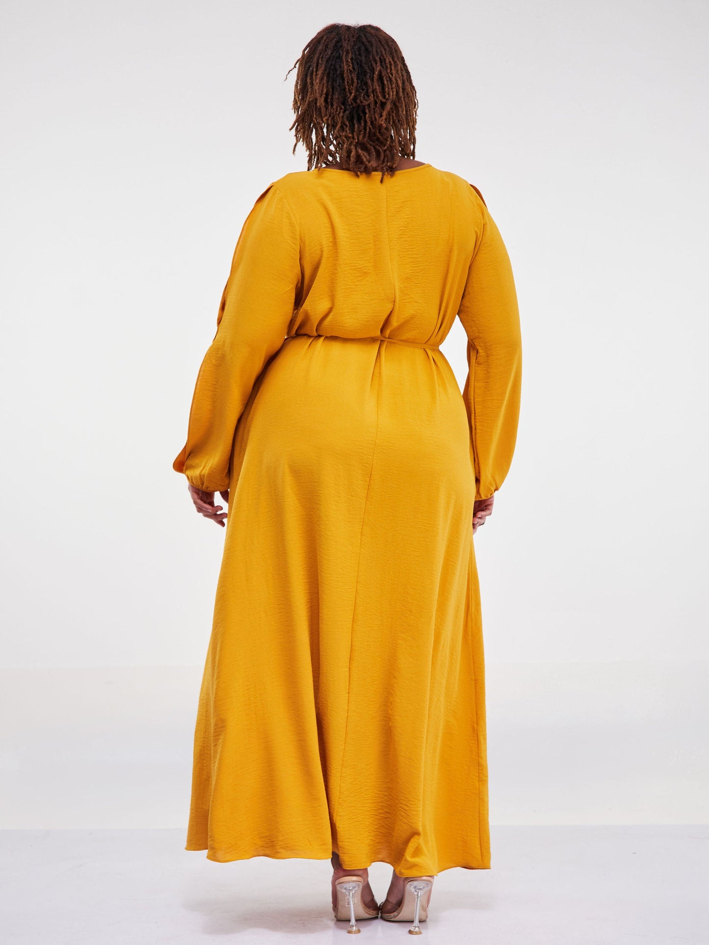 Vivo Tunu Long Slit Sleeve Tent Maxi Dress - Mustard