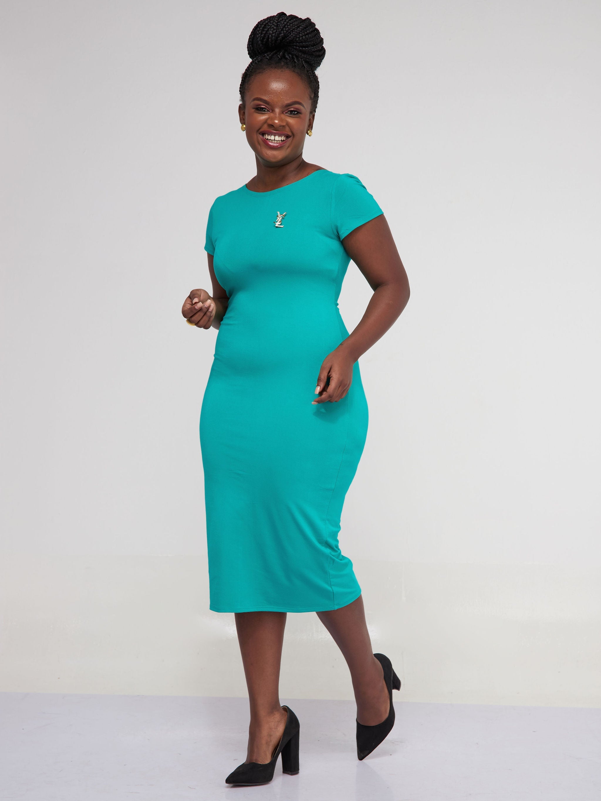 Vivo Basic Cap Sleeve Bodycon - Sea Green