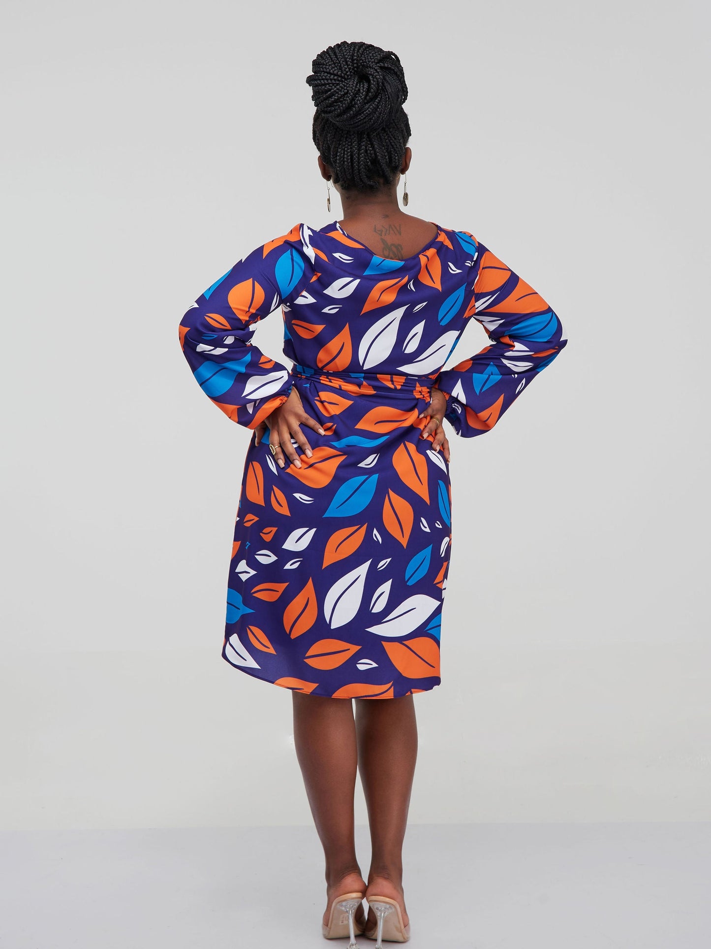 Vivo Zawadi Shift Dress - Purple / Orange Print