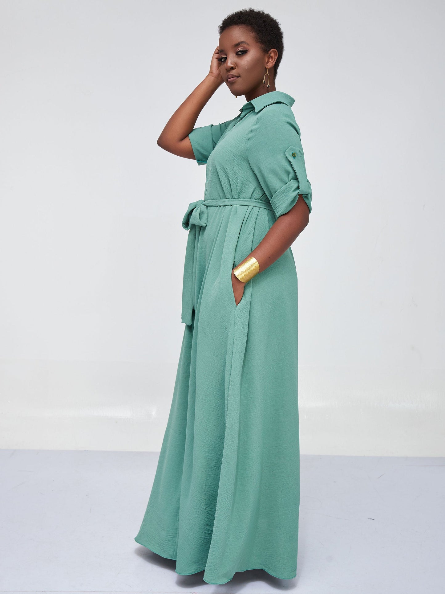 Vivo Dayo Maxi Shirt Dress - Mint Green