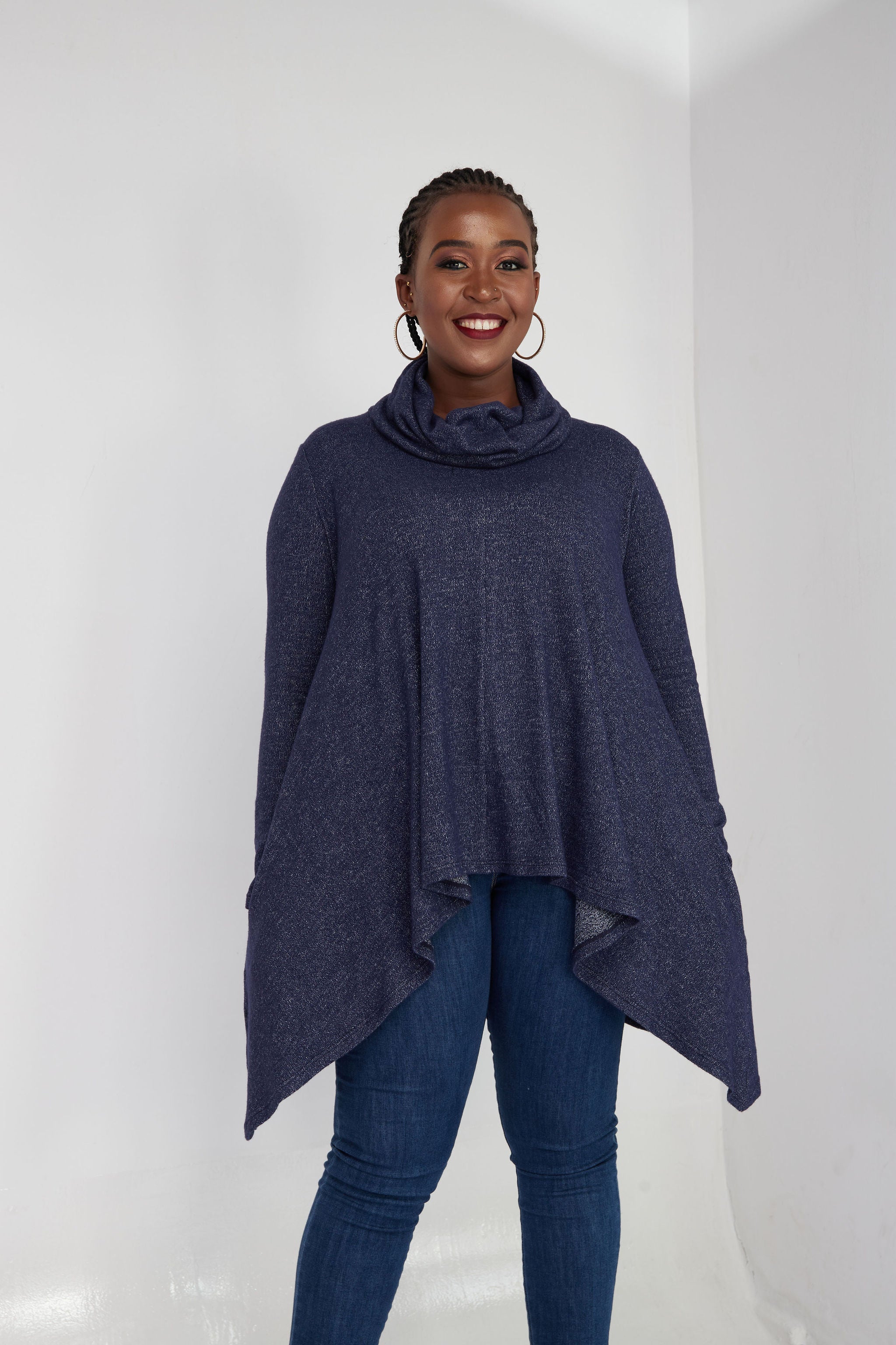 Vivo Neo Imelda Cowl Sweater - Navy Blue