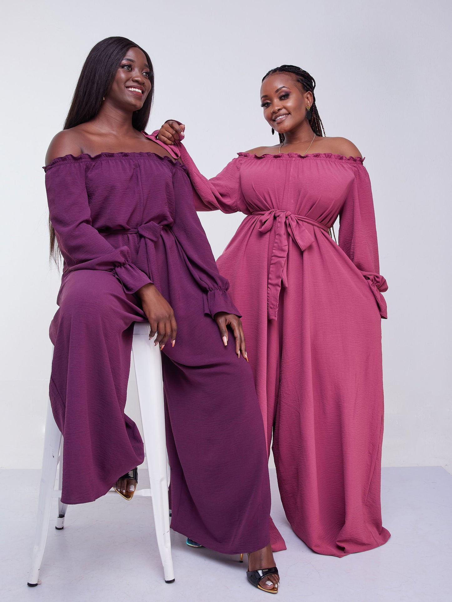 Vivo Jema Off-shoulder Long Sleeve Jumpsuit - Purple