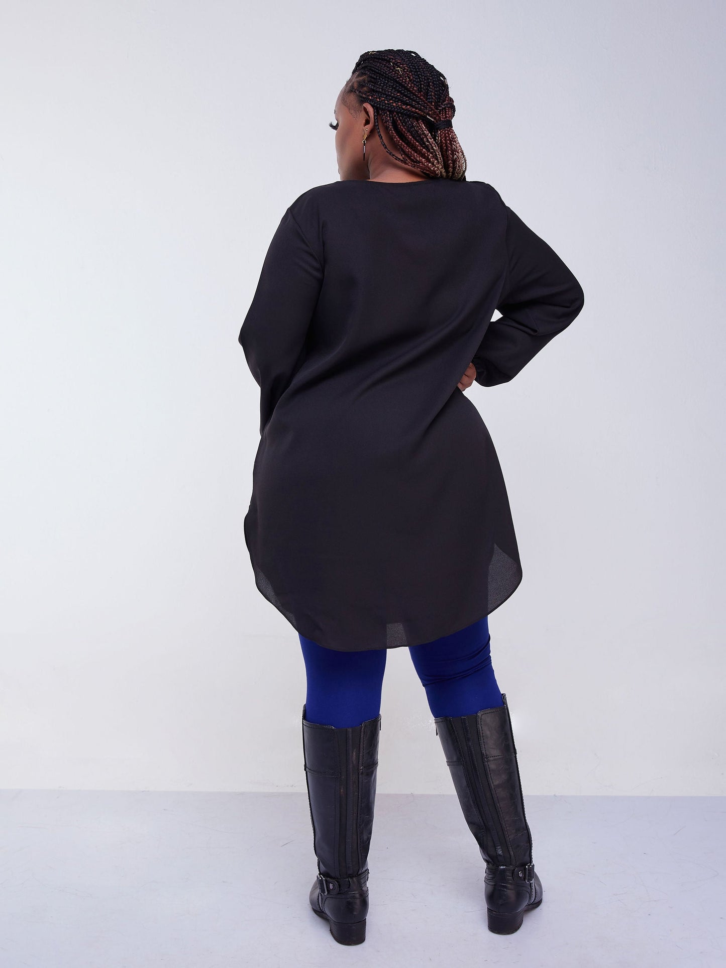 Vivo Jema Scalloped Chiffon Top - Black