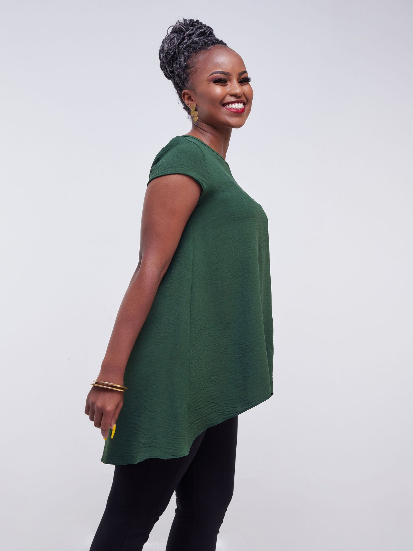 Vivo Jema Cap Sleeve High Low Top - Green