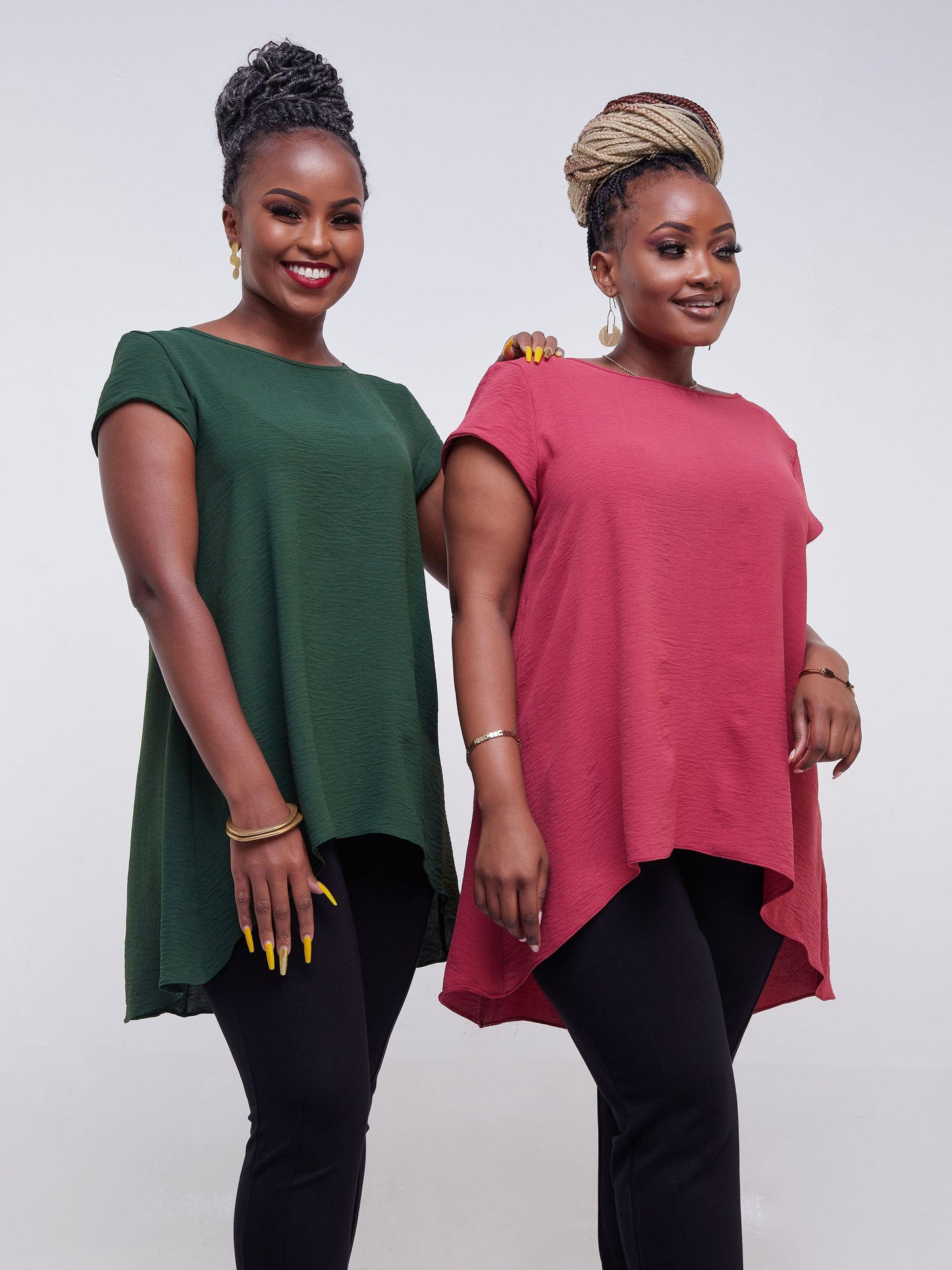 Vivo Jema Cap Sleeve High Low Top - Green