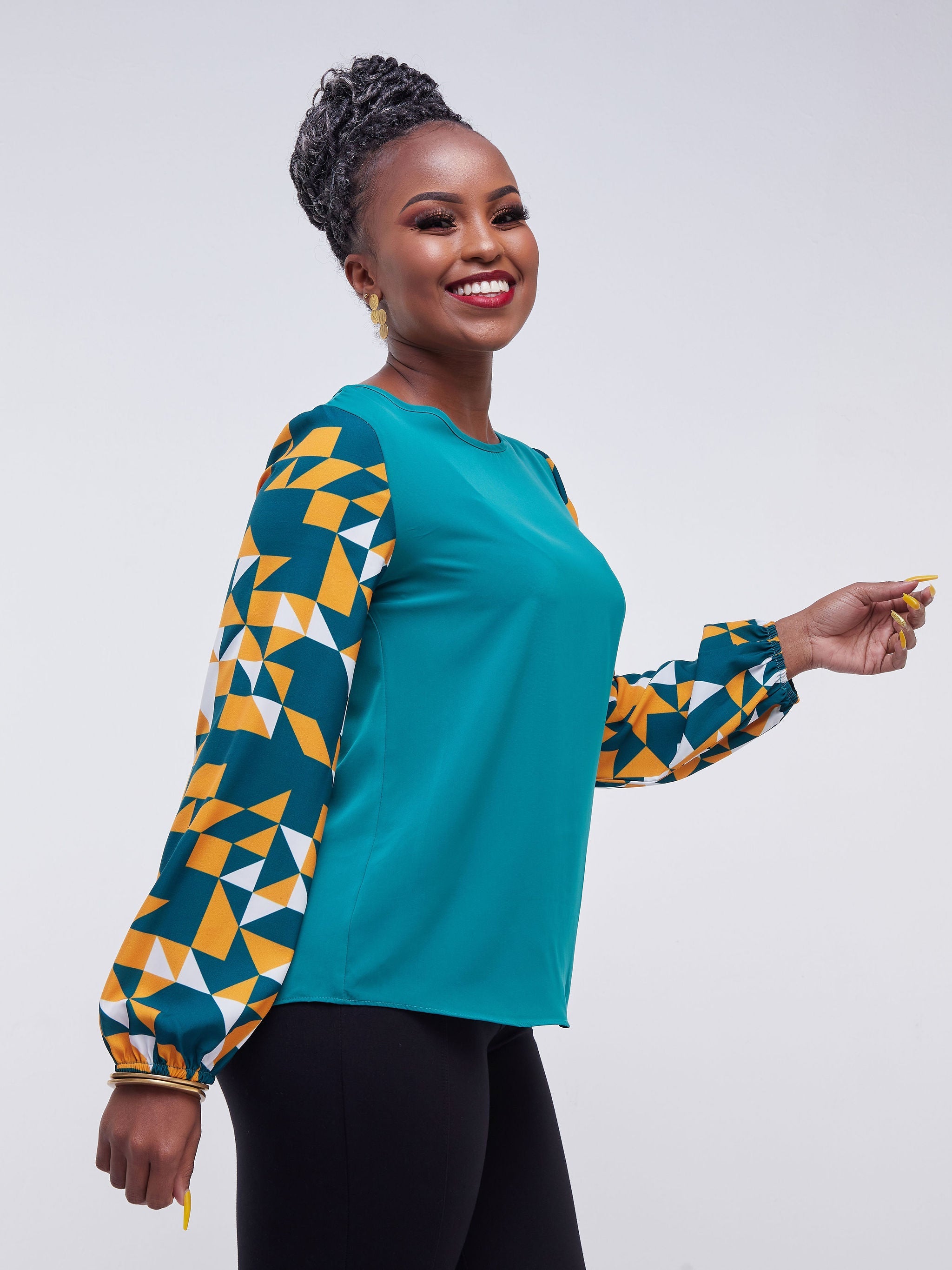 Vivo Jasiri Bishop Sleeve Top - Green