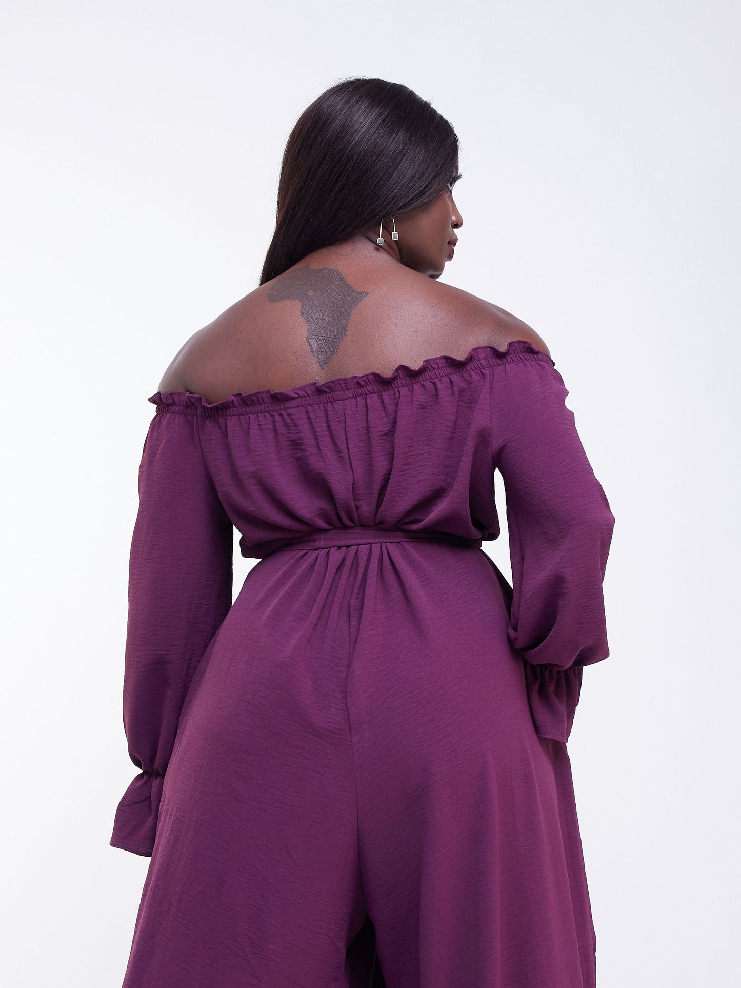 Vivo Jema Off-shoulder Long Sleeve Jumpsuit - Purple