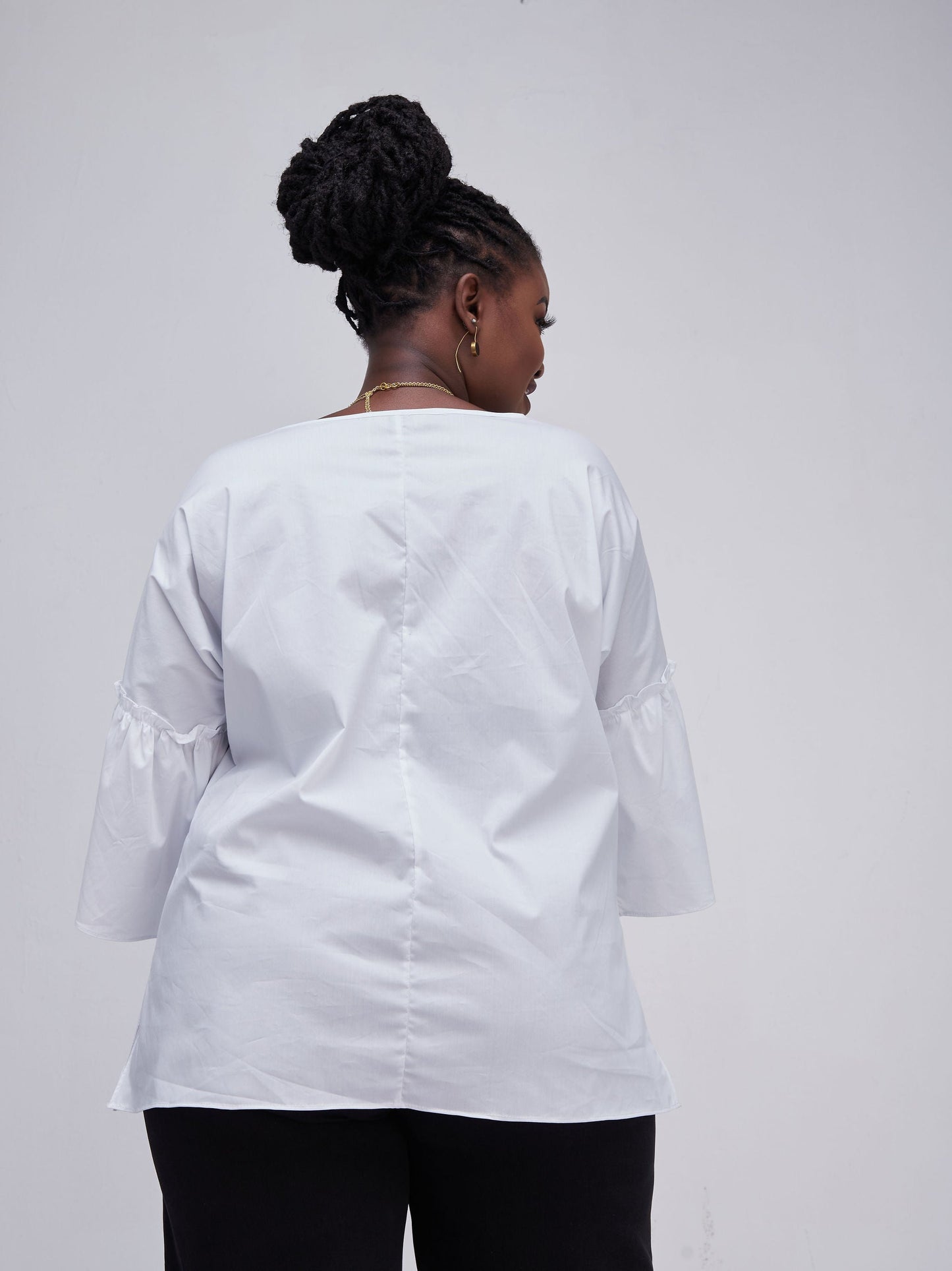 Safari Kaya Flounce Sleeve Top - White