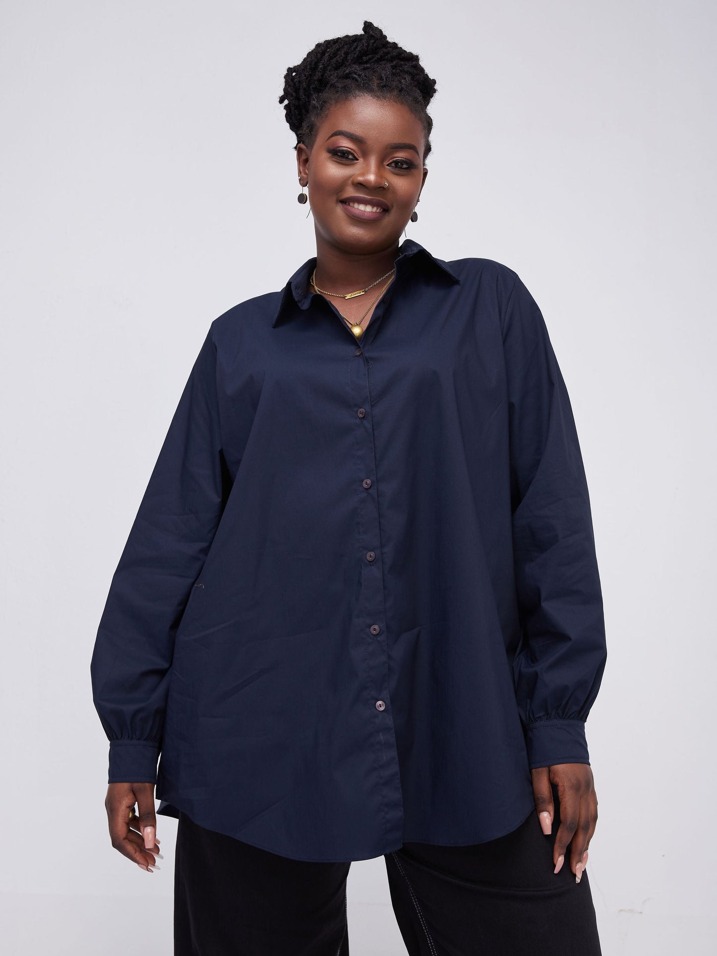 Safari Kaya Long Sleeve Collar Shirt - Navy