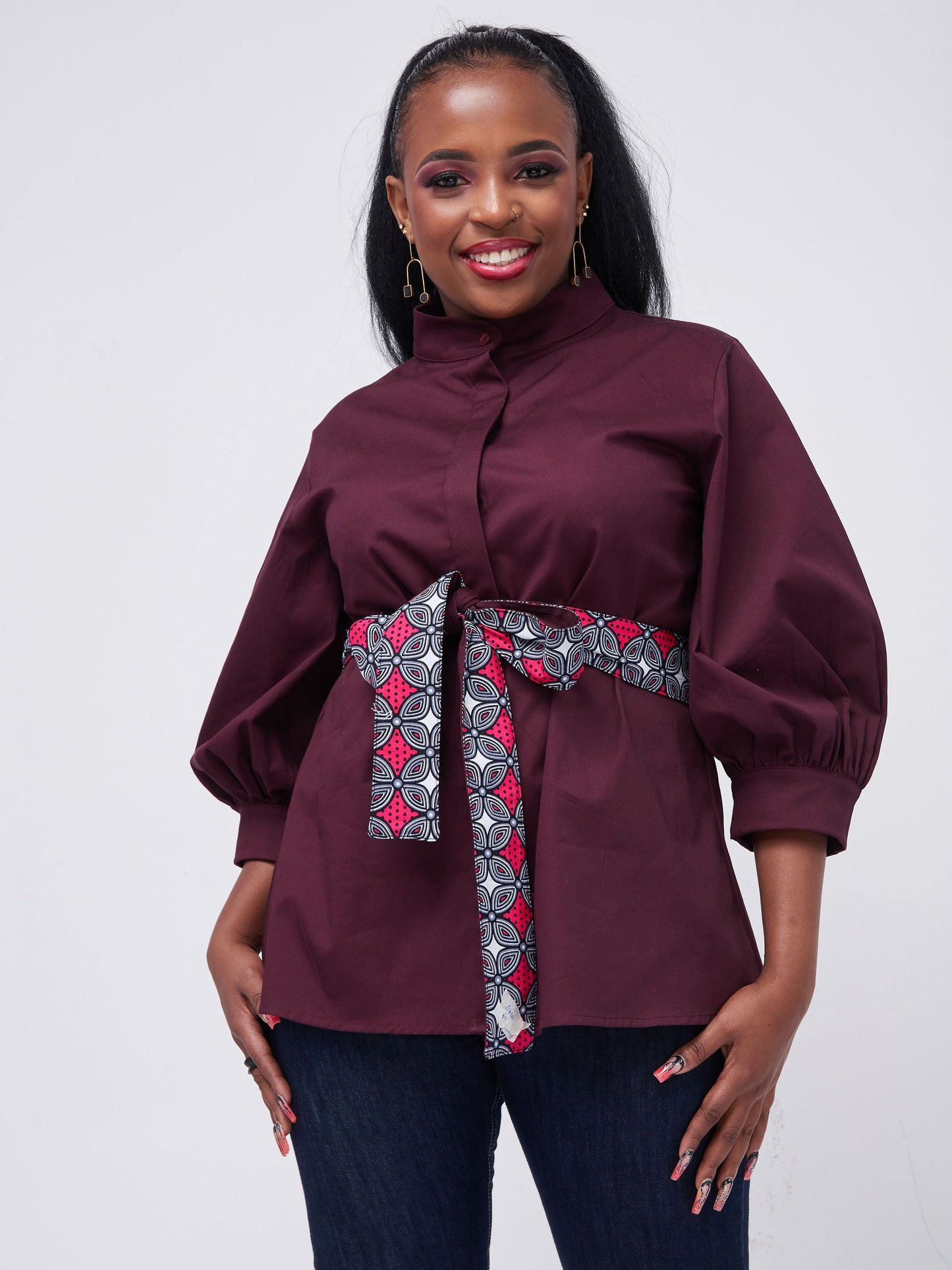 Safari Kaya 3/4 Sleeve Jacket - Burgundy