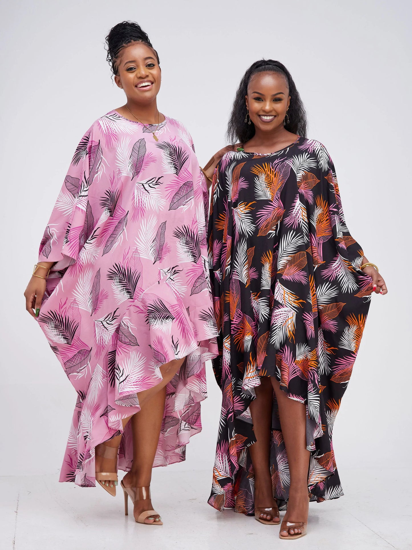 Vivo Lalea Tulip Flounce High Low Kaftan - Pink Floral