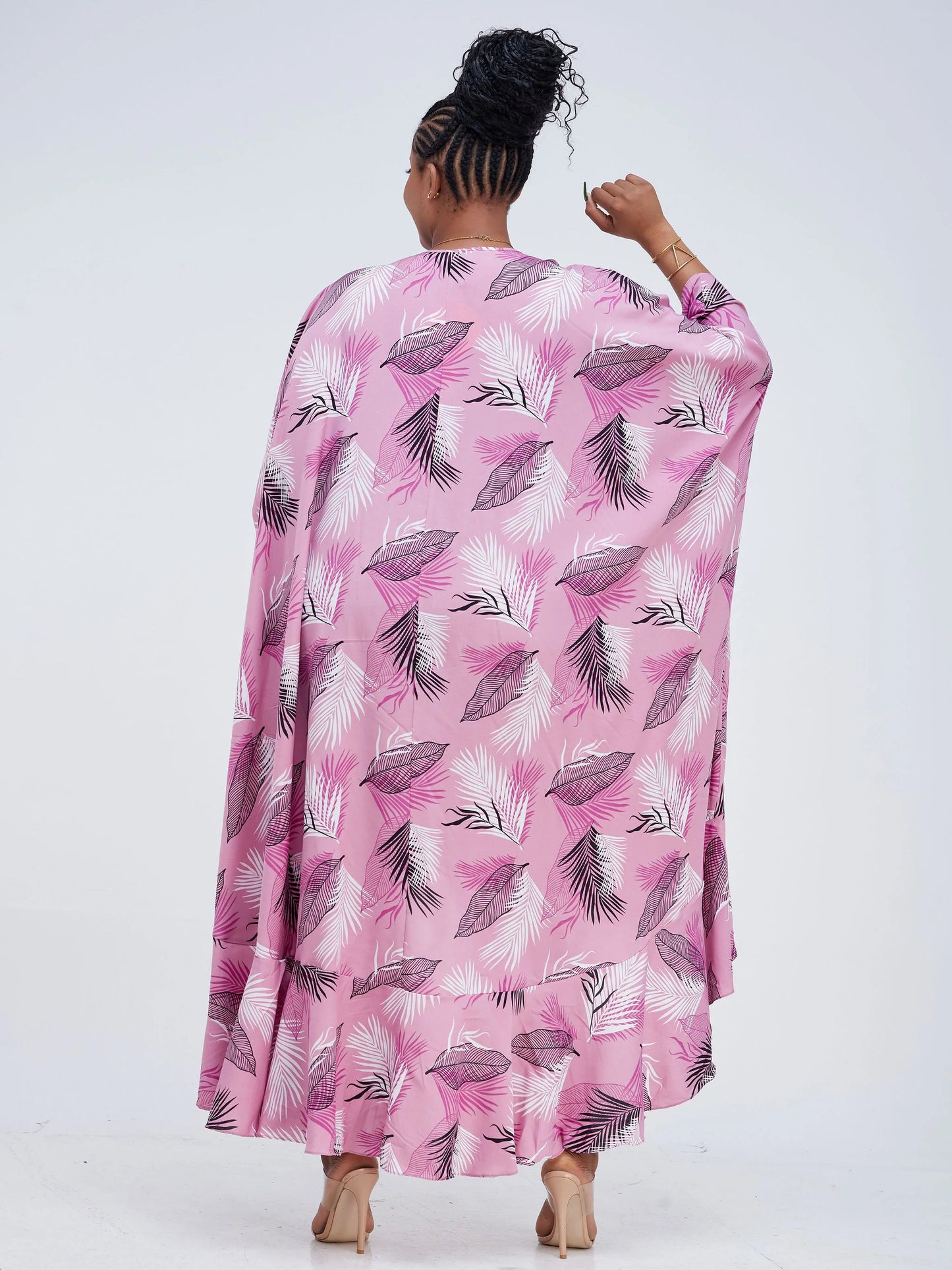 Vivo Lalea Tulip Flounce High Low Kaftan - Pink Floral