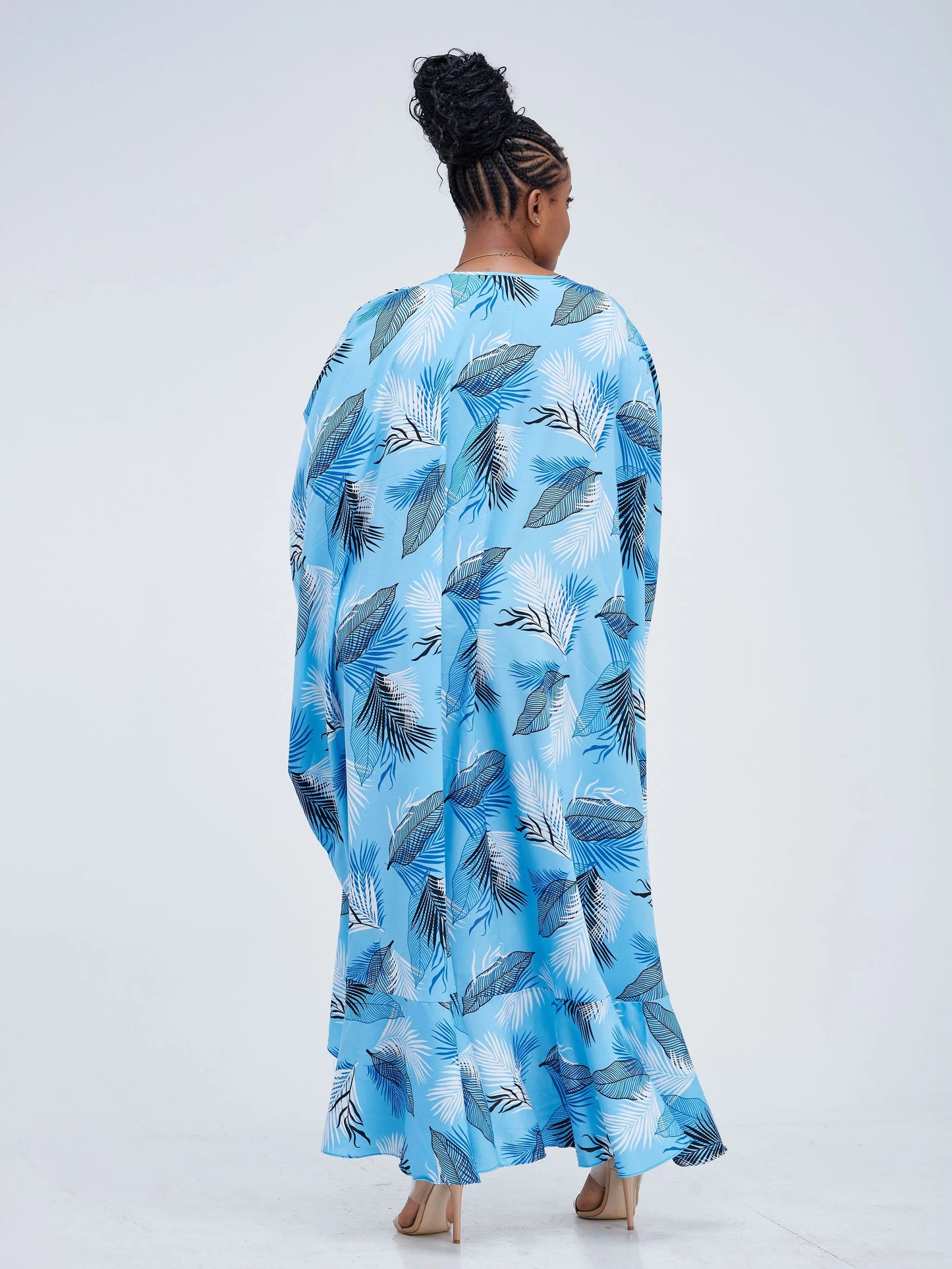 Vivo Lalea Tulip Flounce High Low Kaftan - Blue Floral