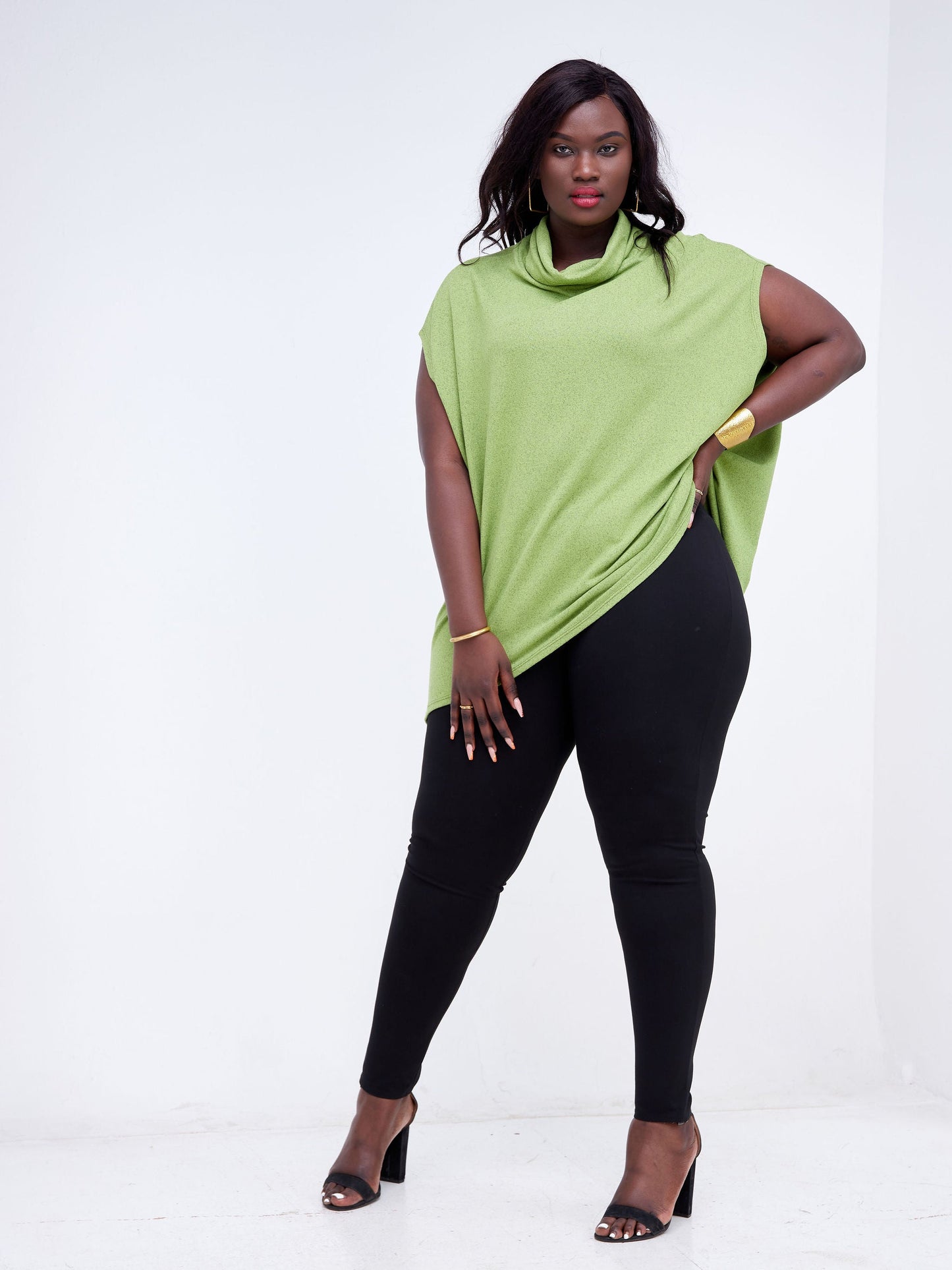 Vivo Neo Binti High Low Poncho - Olive Green