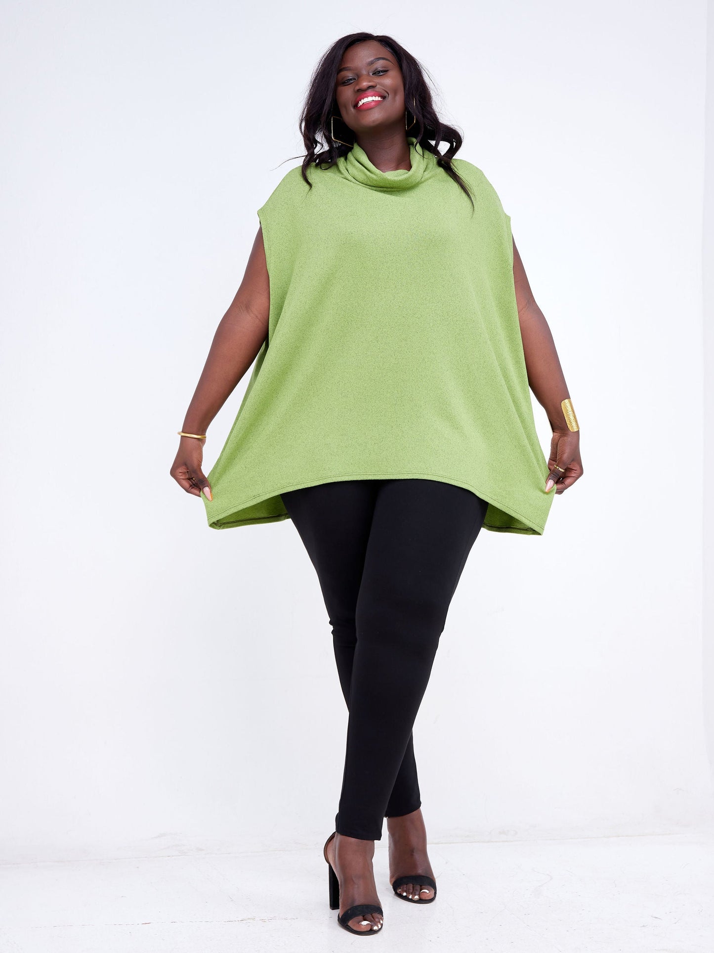 Vivo Neo Binti High Low Poncho - Olive Green