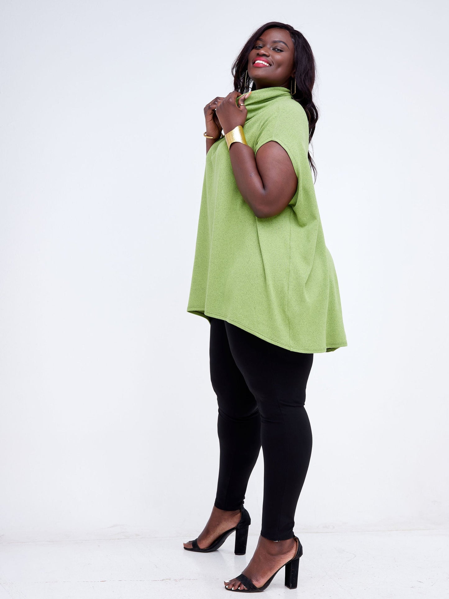 Vivo Neo Binti High Low Poncho - Olive Green