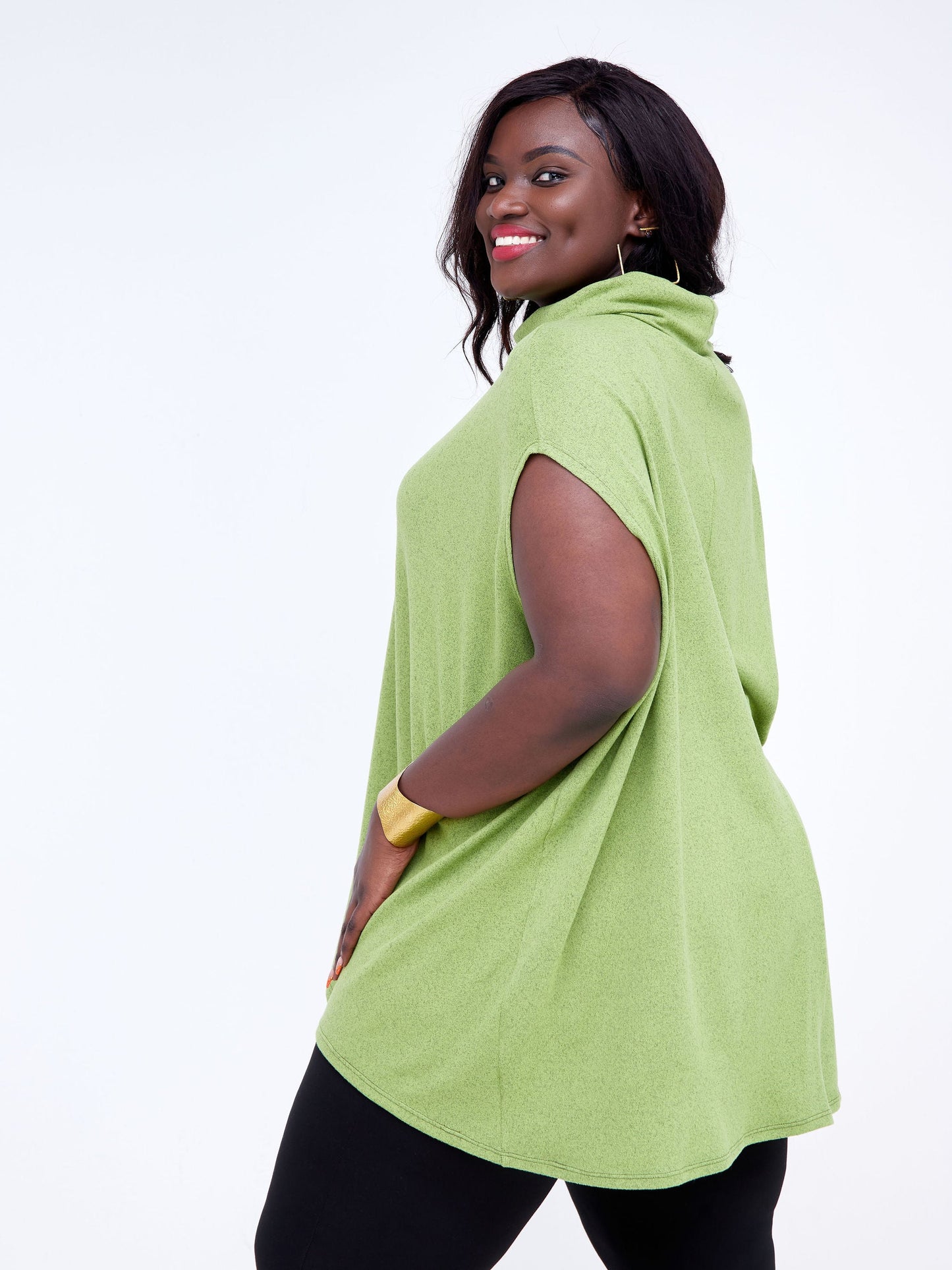 Vivo Neo Binti High Low Poncho - Olive Green