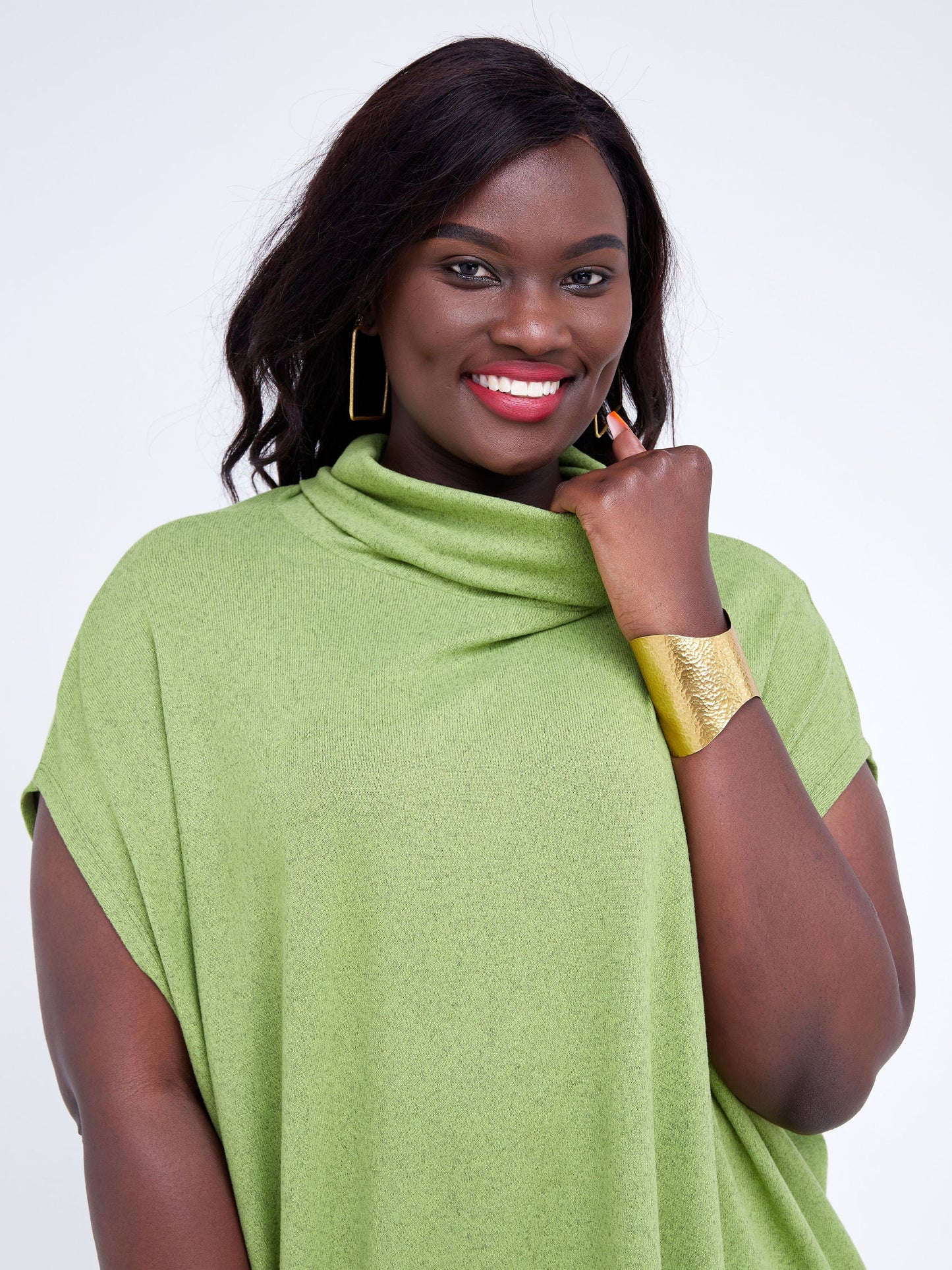 Vivo Neo Binti High Low Poncho - Olive Green