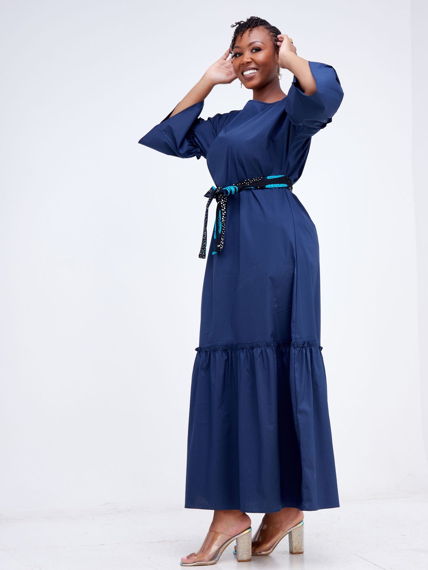 Safari Tawi Flounce Maxi Dress - Navy Blue