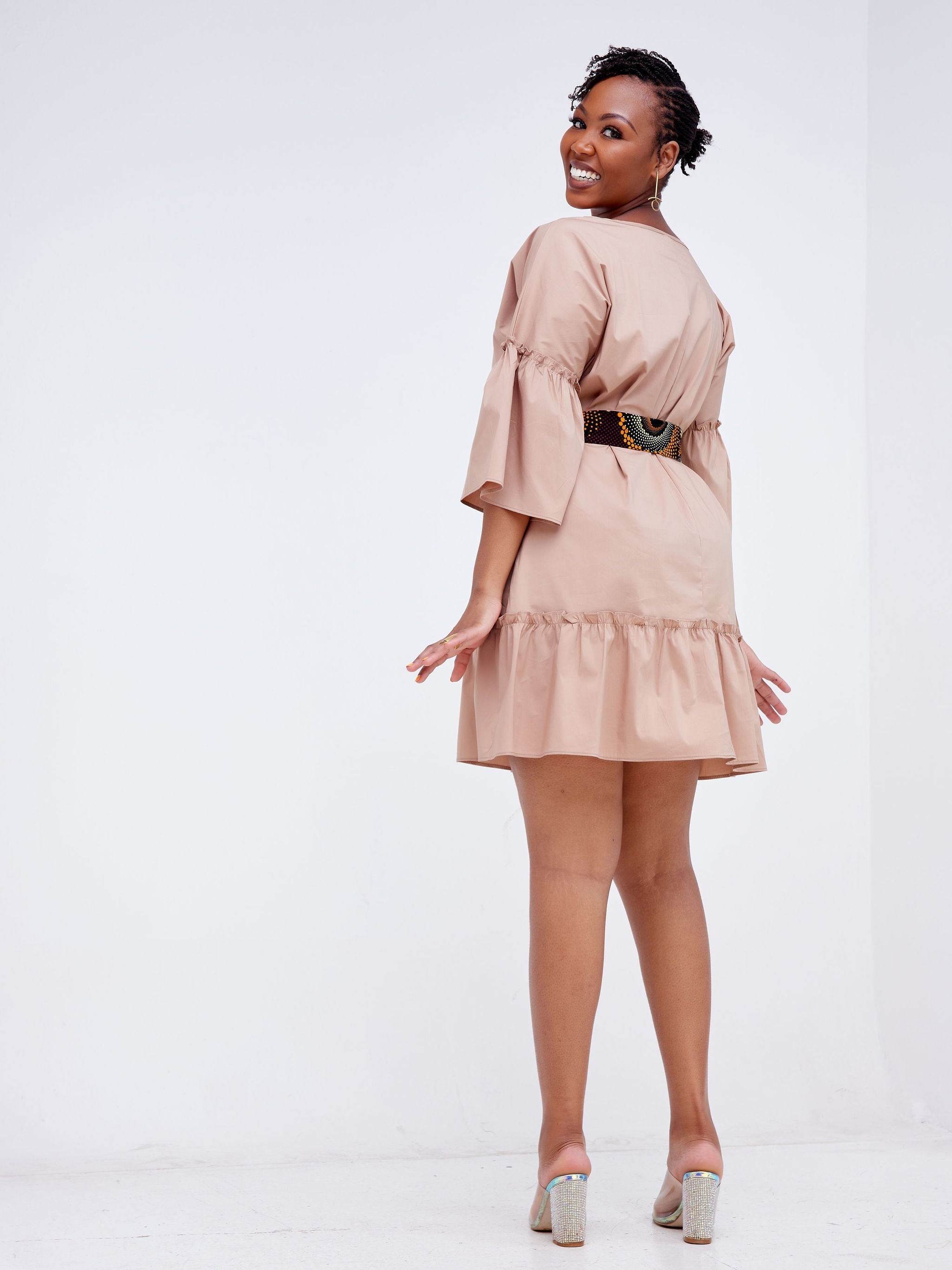 Safari Tawi Flounce Tent Dress - Taupe