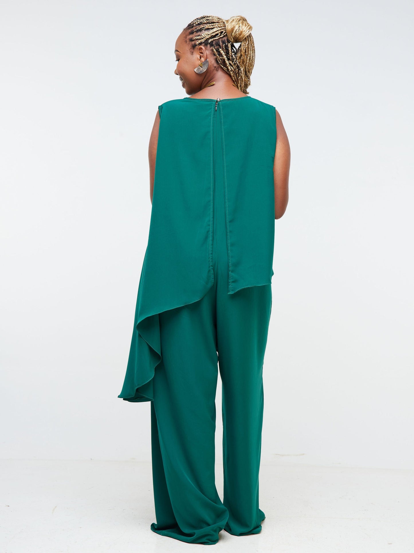 Vivo Nana Sleeveless Asymmetrical Jumpsuit - Dark Green