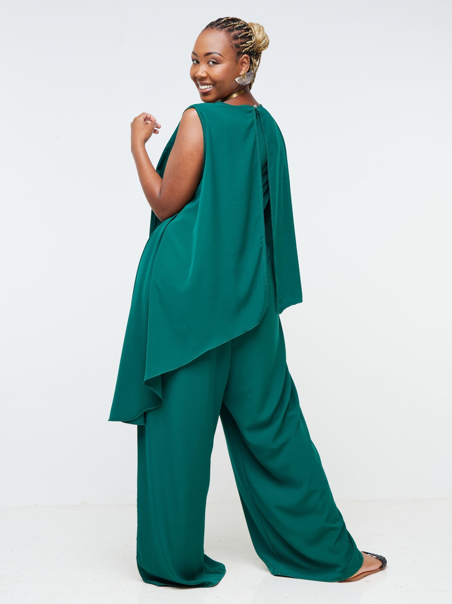 Vivo Nana Sleeveless Asymmetrical Jumpsuit - Dark Green