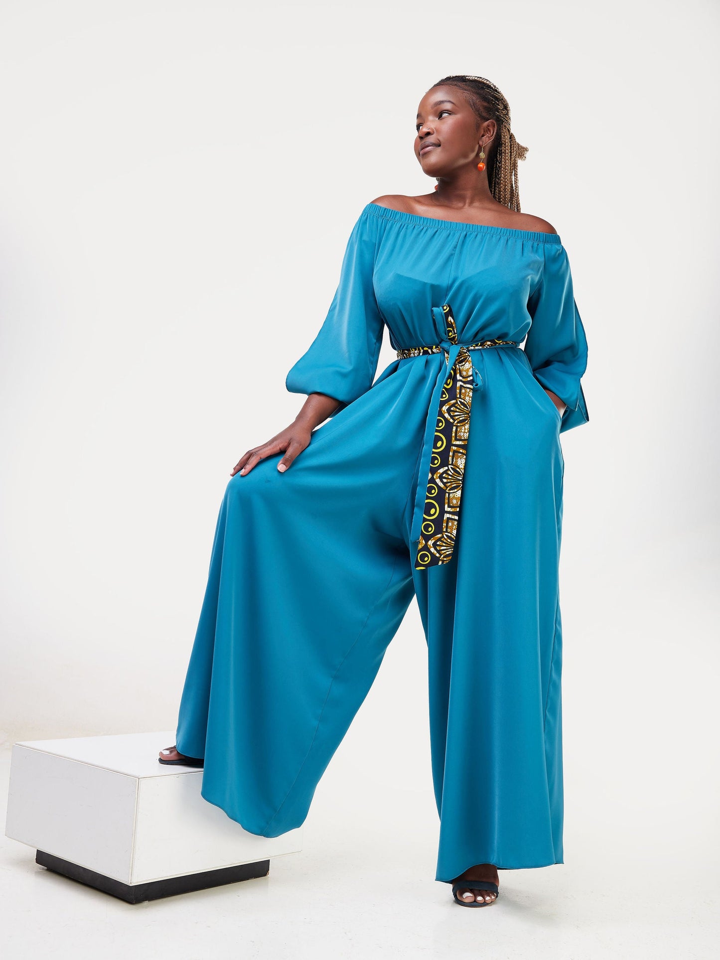 Vivo Yumi Off Shoulder Jumpsuit - Teal