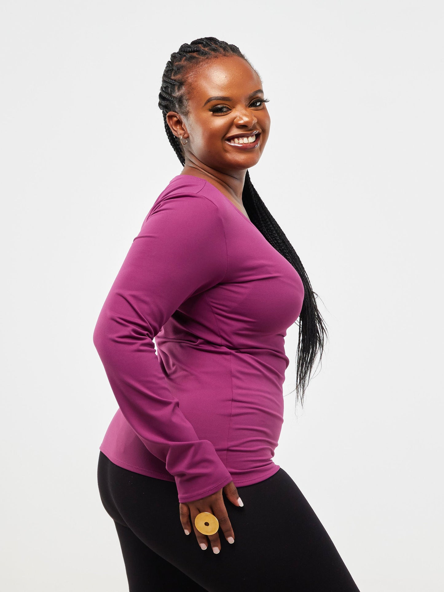 Vivo Fitness Fitted Long Sleeve Top - Purple
