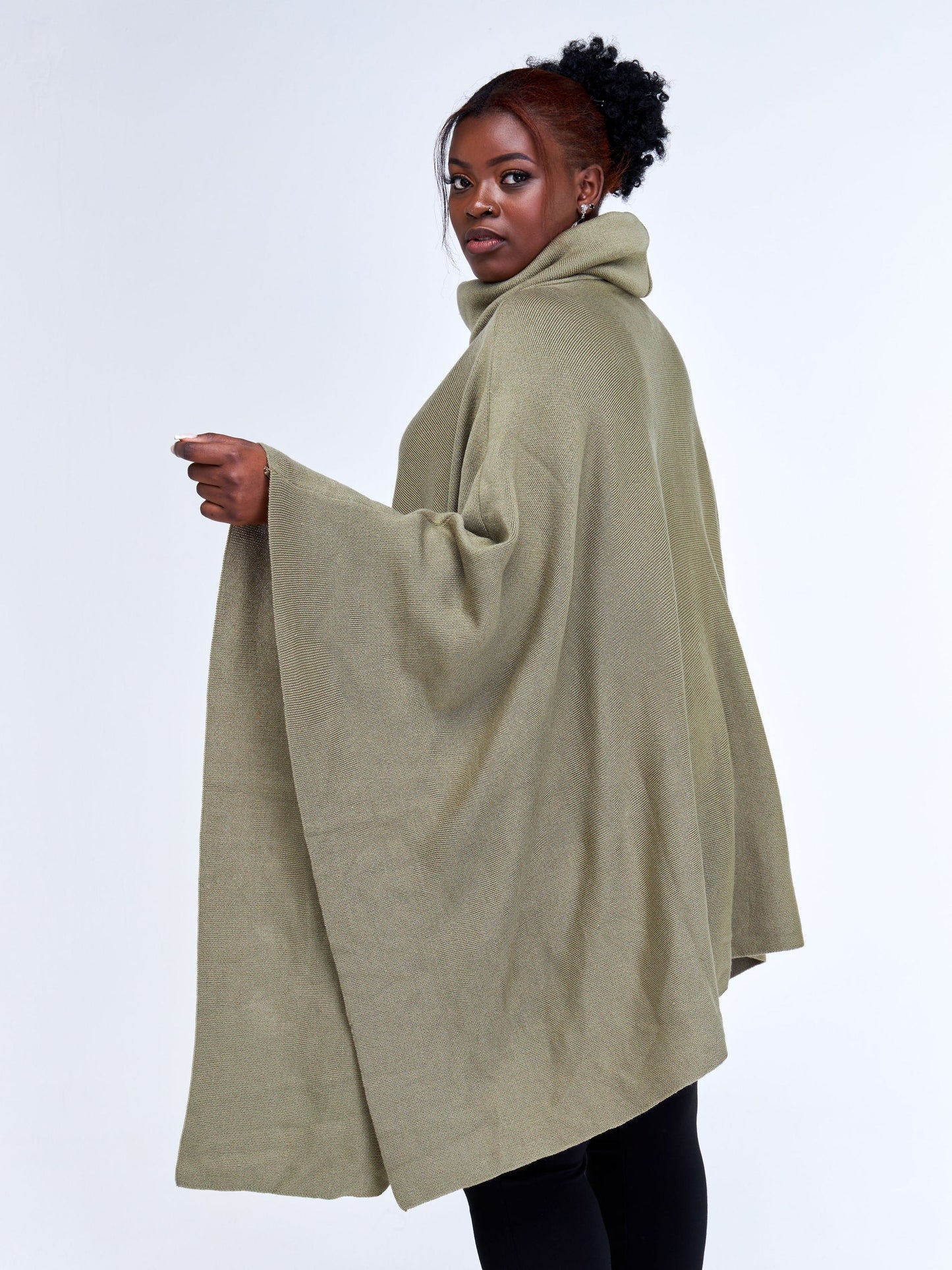 Vivo Turtleneck Knit Poncho - Hunters Green