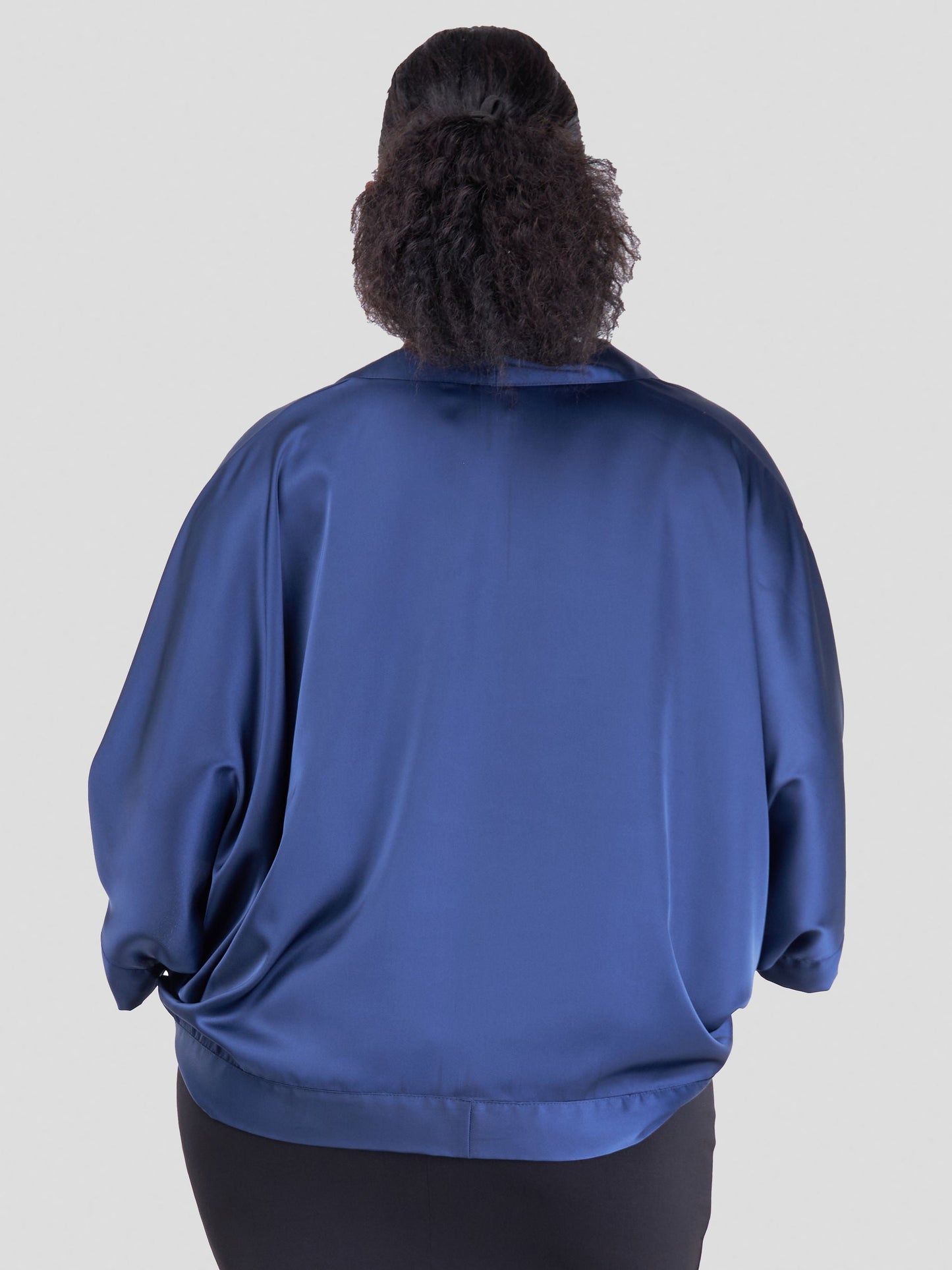 Vivo Naya 3/4 Sleeve Satin Cover Up - Navy Blue