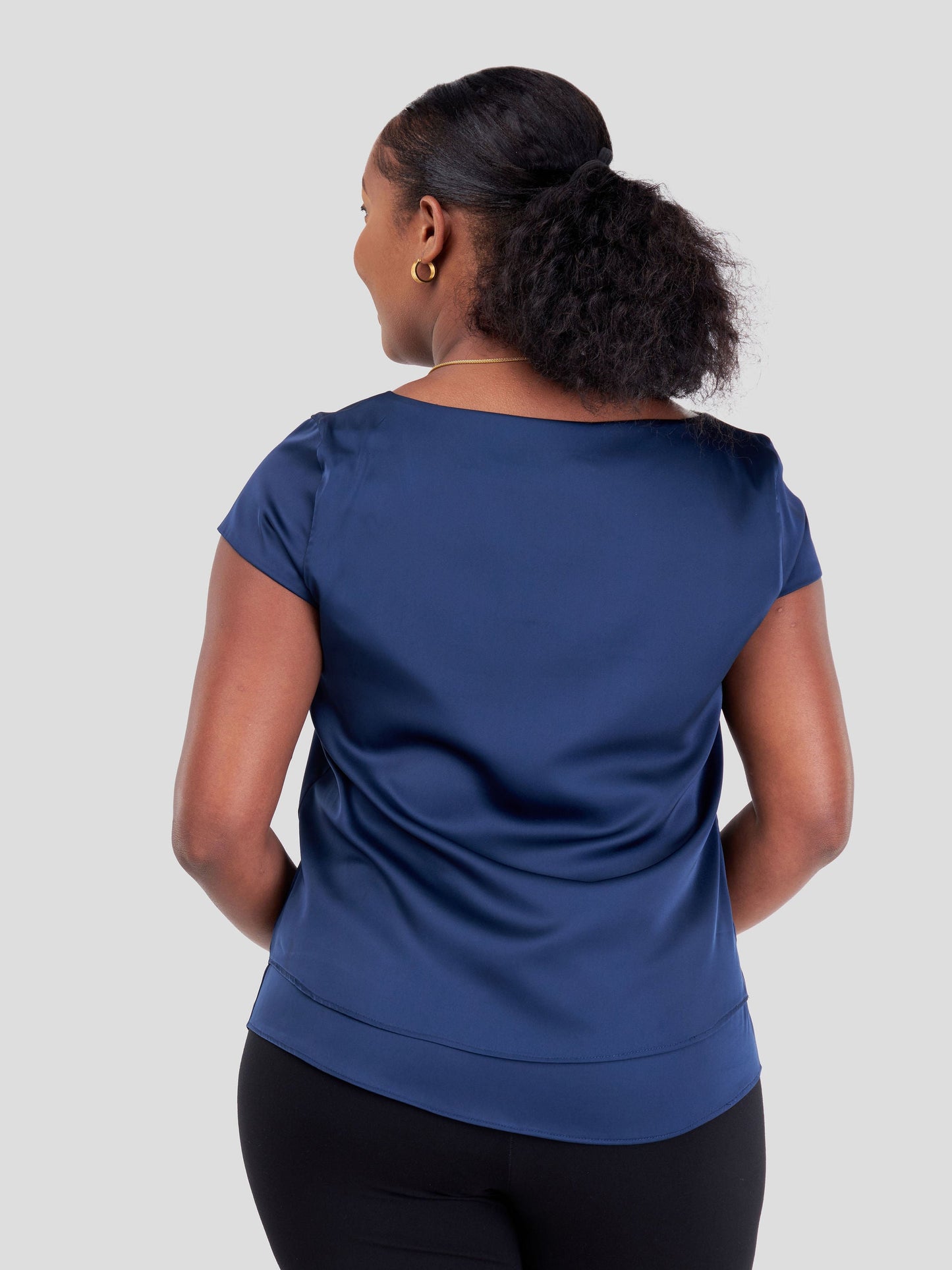 Vivo Naya Cap Sleeve Double Layered Top - Navy Blue