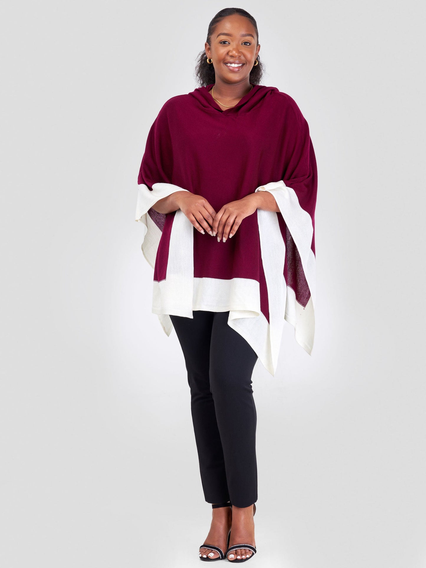 Vivo Basic Dada Poncho - Raspberry / Off-white