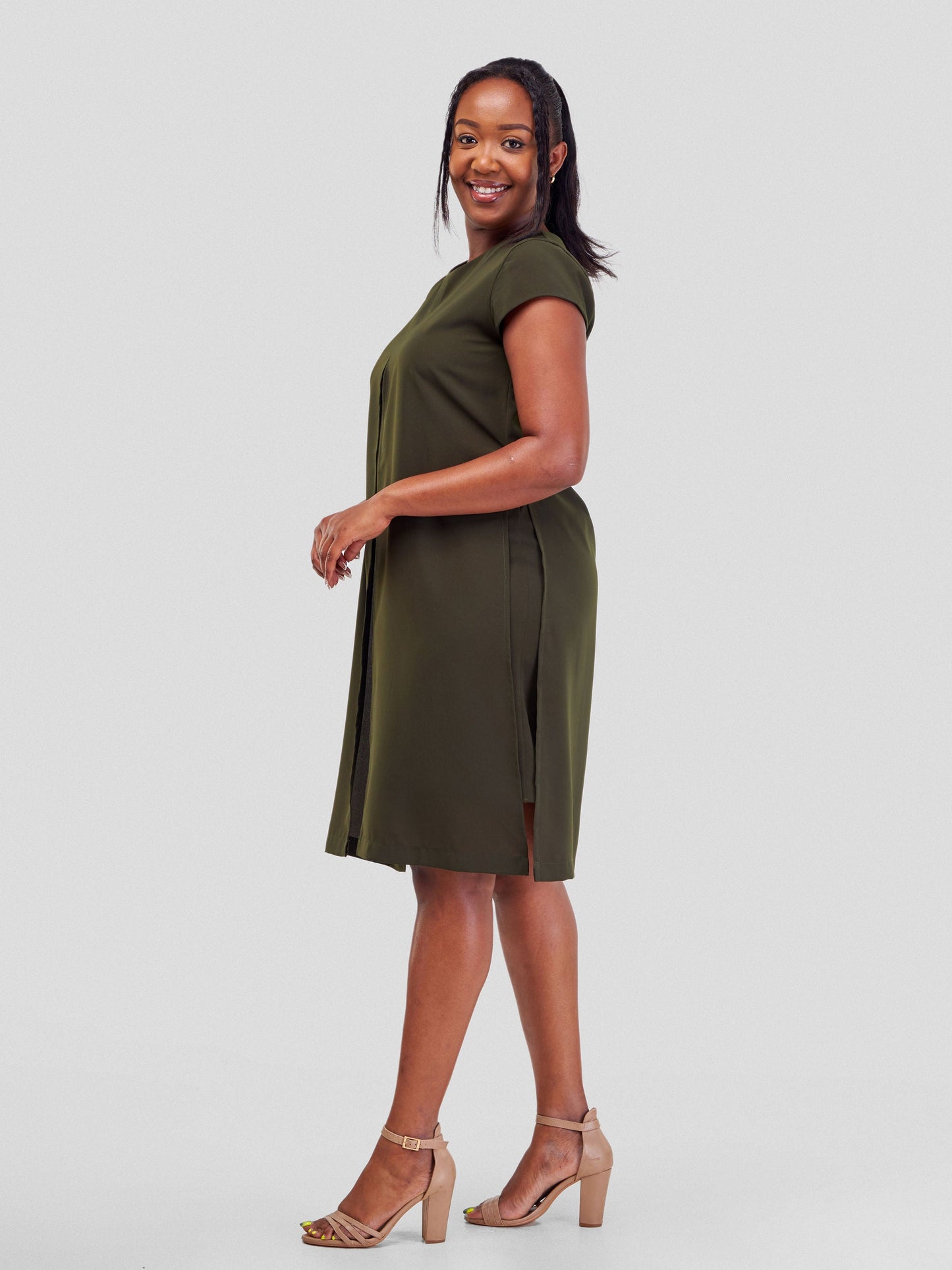 Vivo Amara Cap Sleeve Layered Dress - Hunters