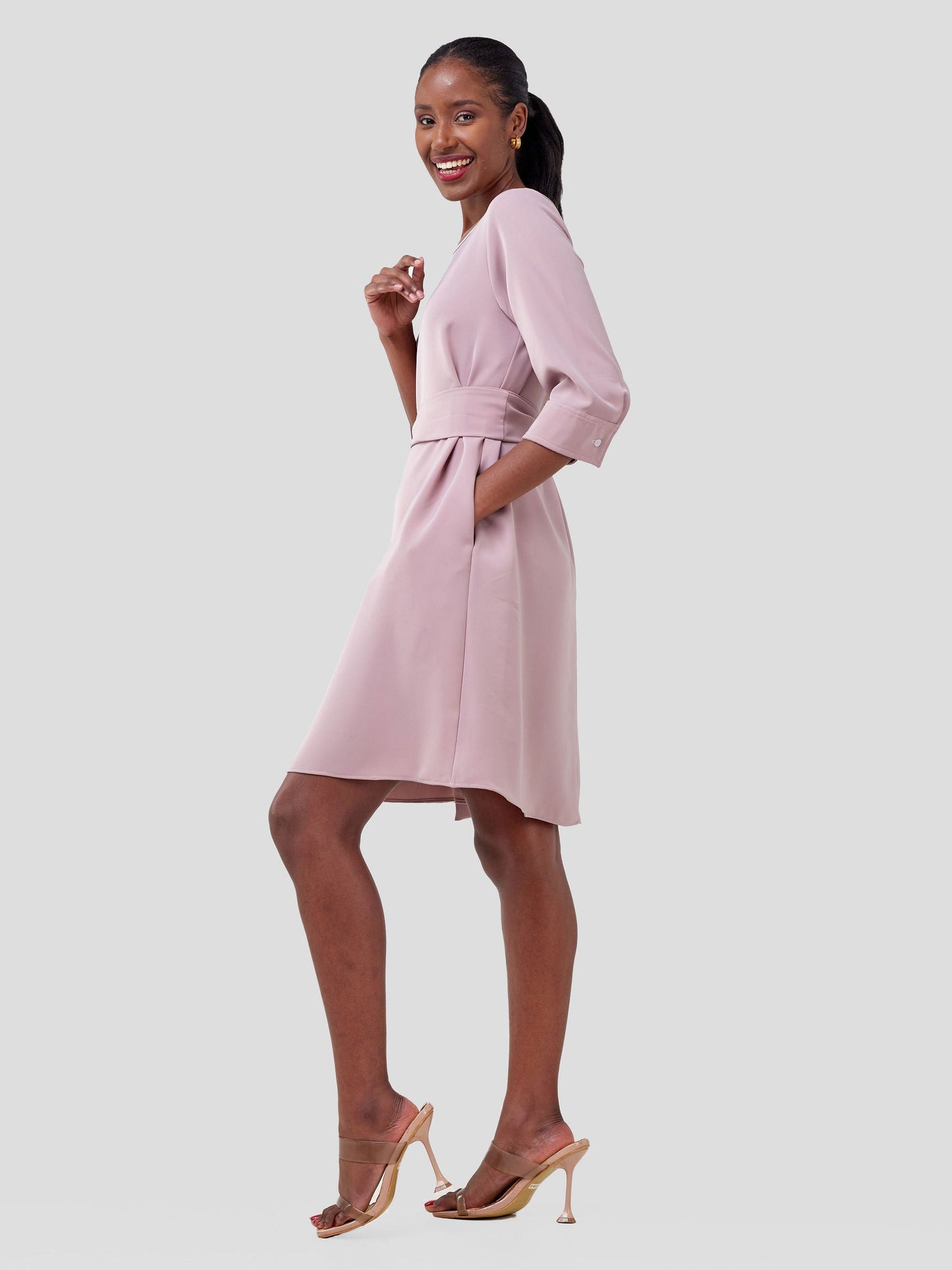 Vivo Tatili 3/4 Sleeve Tent Dress - Taupe