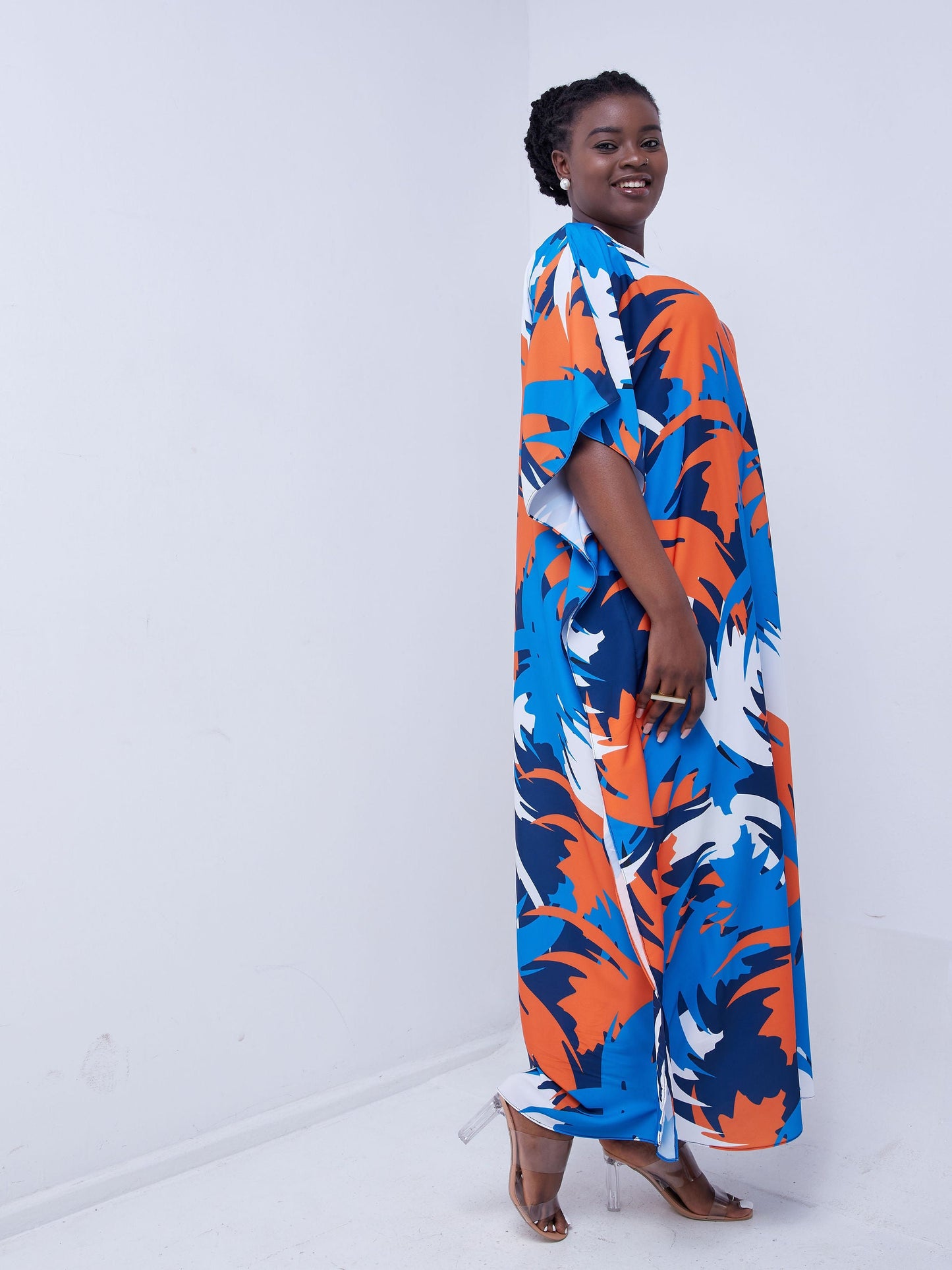 Vivo Sierra Maxi Kaftan - Blue / Orange Print