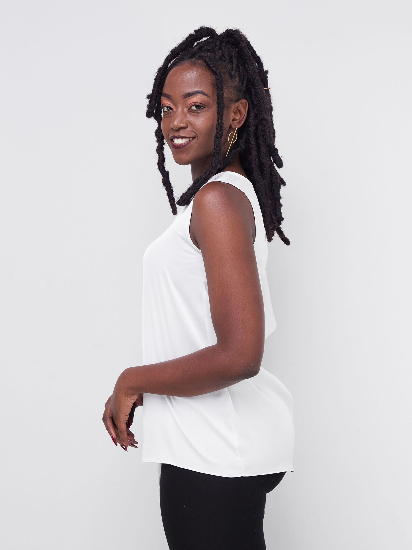 Vivo Fara Side Flounce Top - White