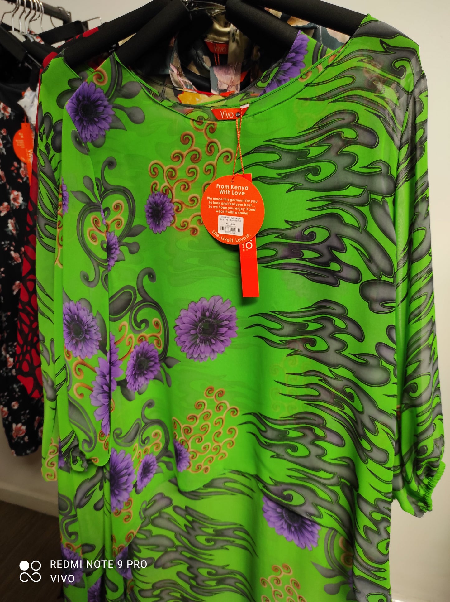 Vivo Basic Nalia High Low Top - Green Print