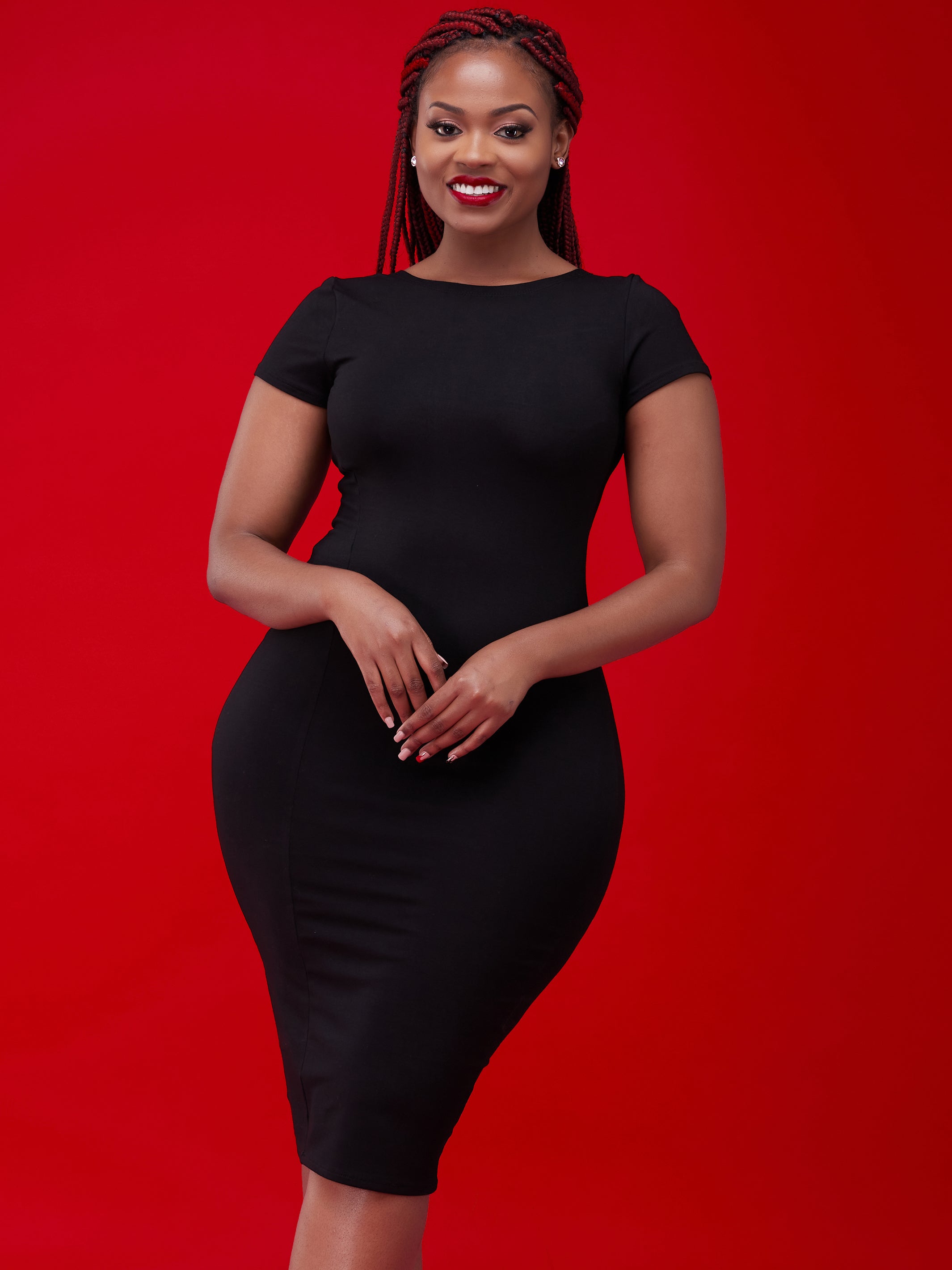 Vivo Zuri Cap Sleeved Bodycon Dress - Black
